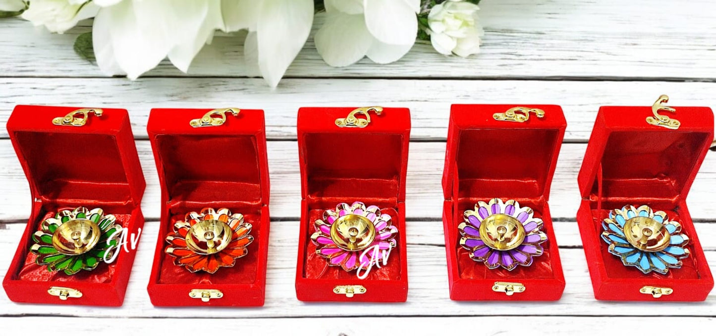Brass Iron Diyas With Velvet Box Packing ( 3 Inches)