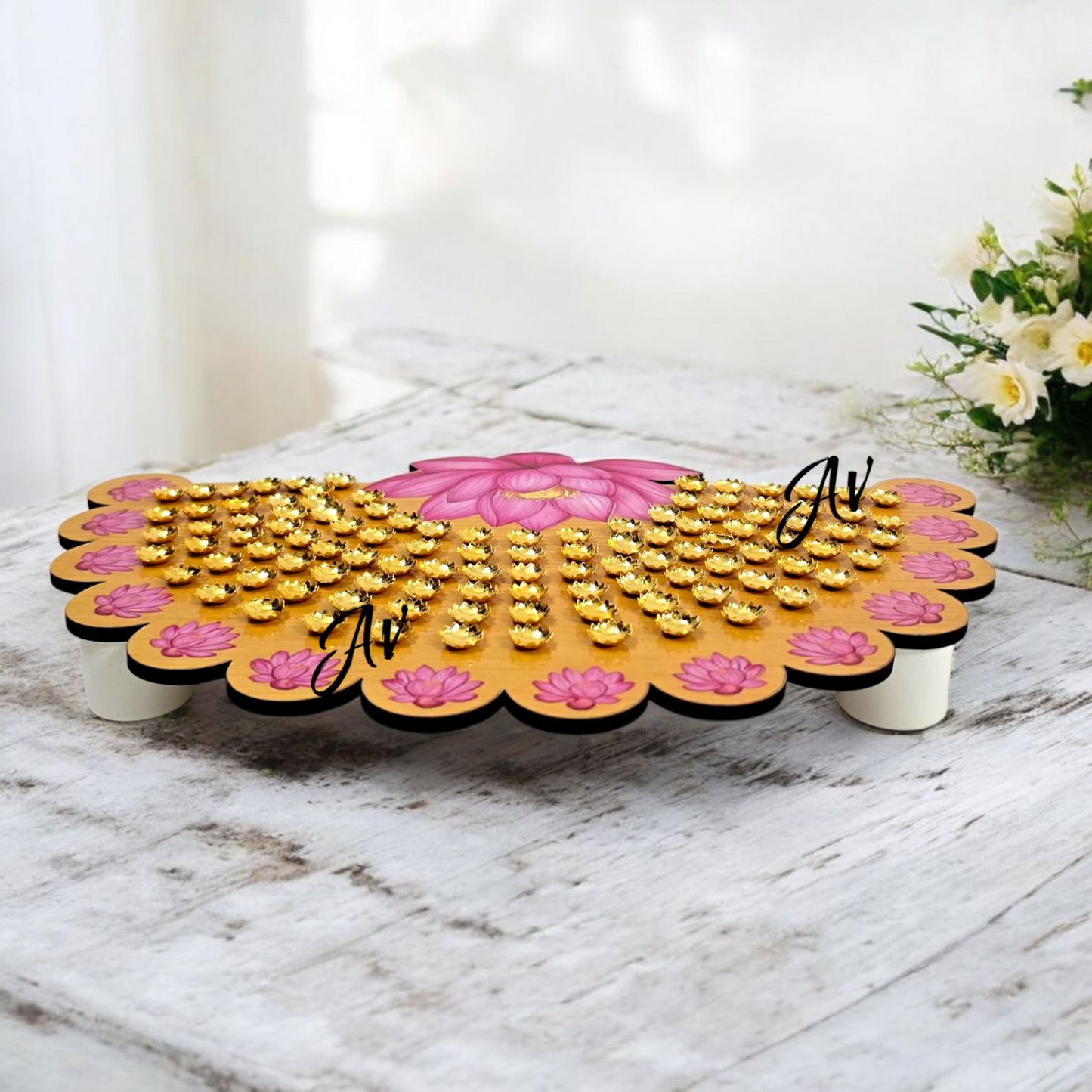 MDF 108 flowers Ashtotaram Stand with 108 Flowers