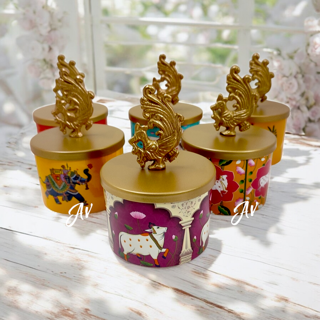 Enemal Work Jar With Peacock Knob