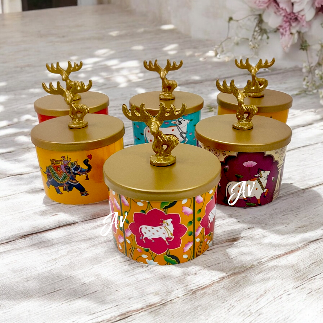 Enemal Work Jar With Deer Knob
