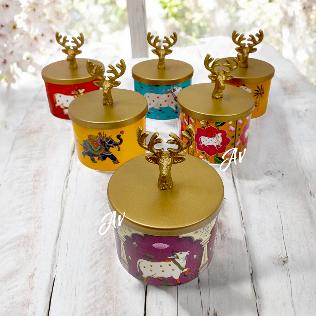 Enemal Work Jars With Deer Head Knob