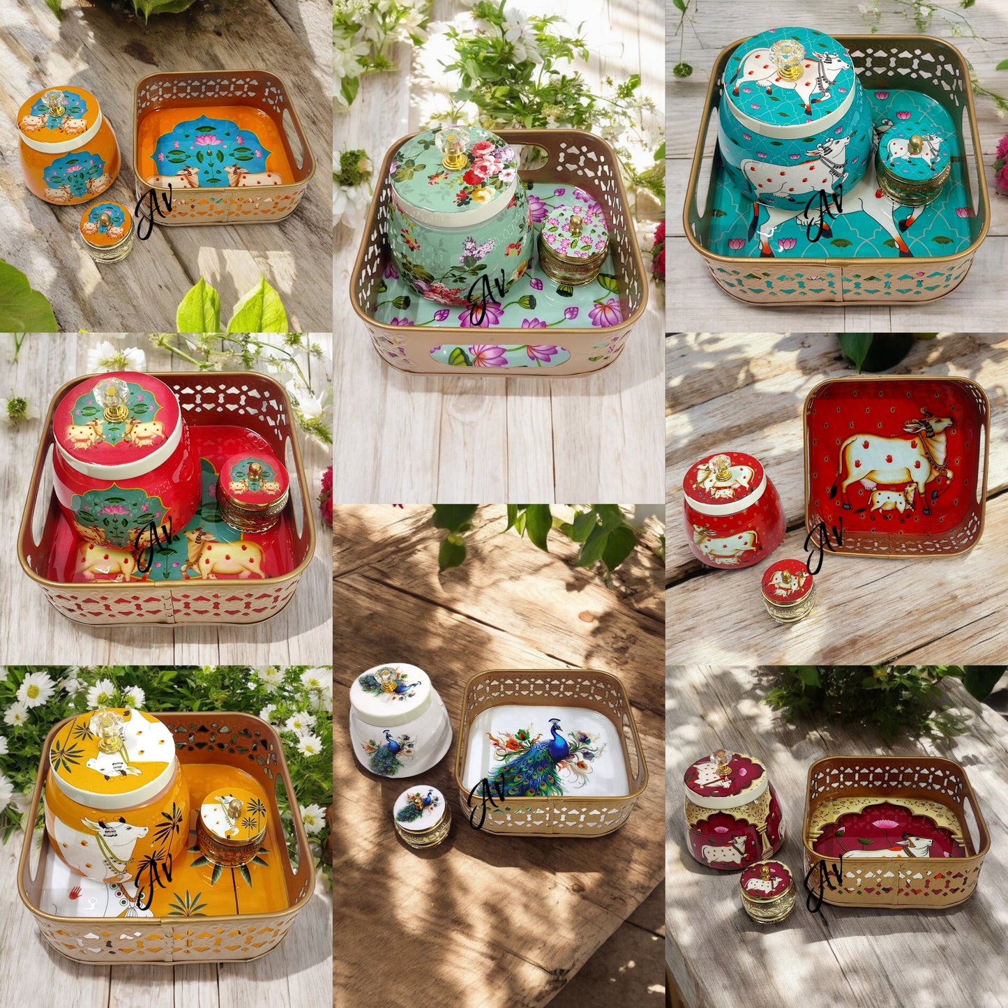 Square Tray With Jar And Dibbi Set