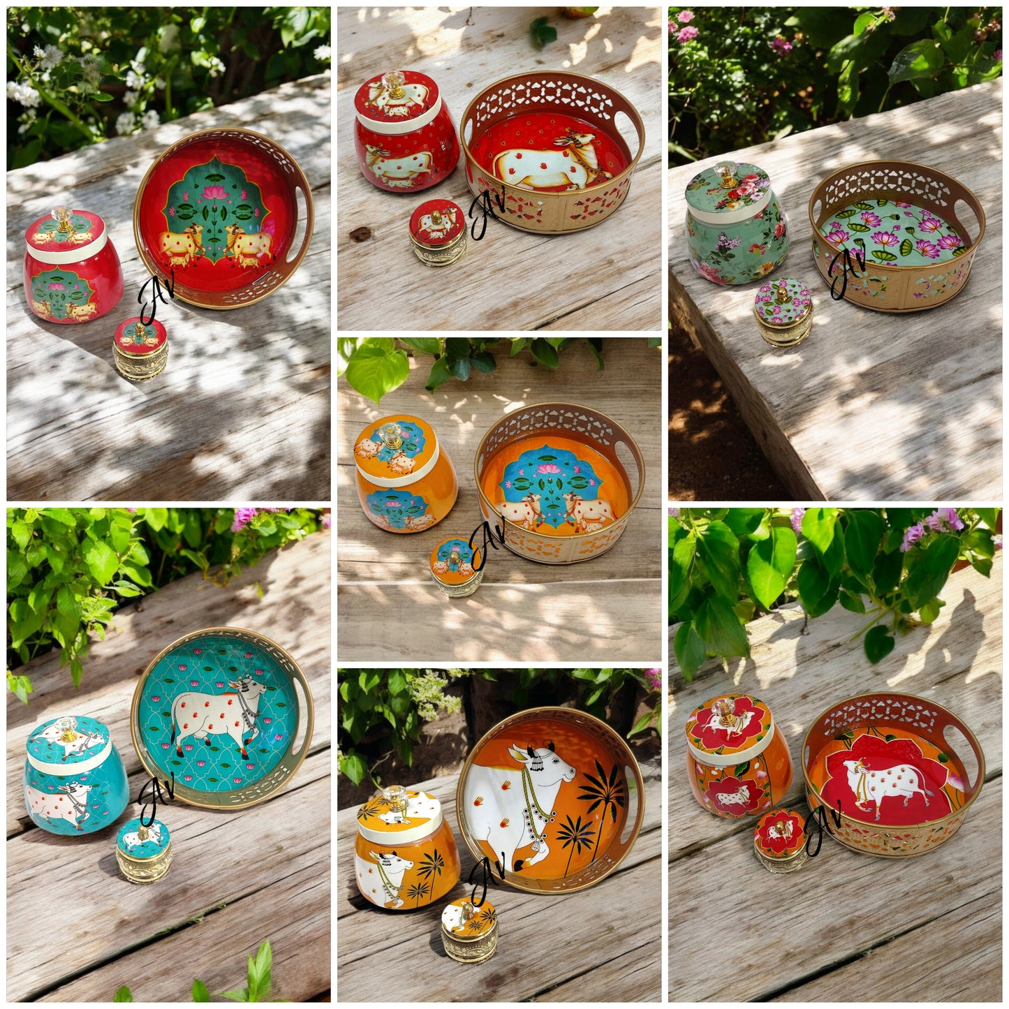 Round Tray With Jar And Dibbi Set