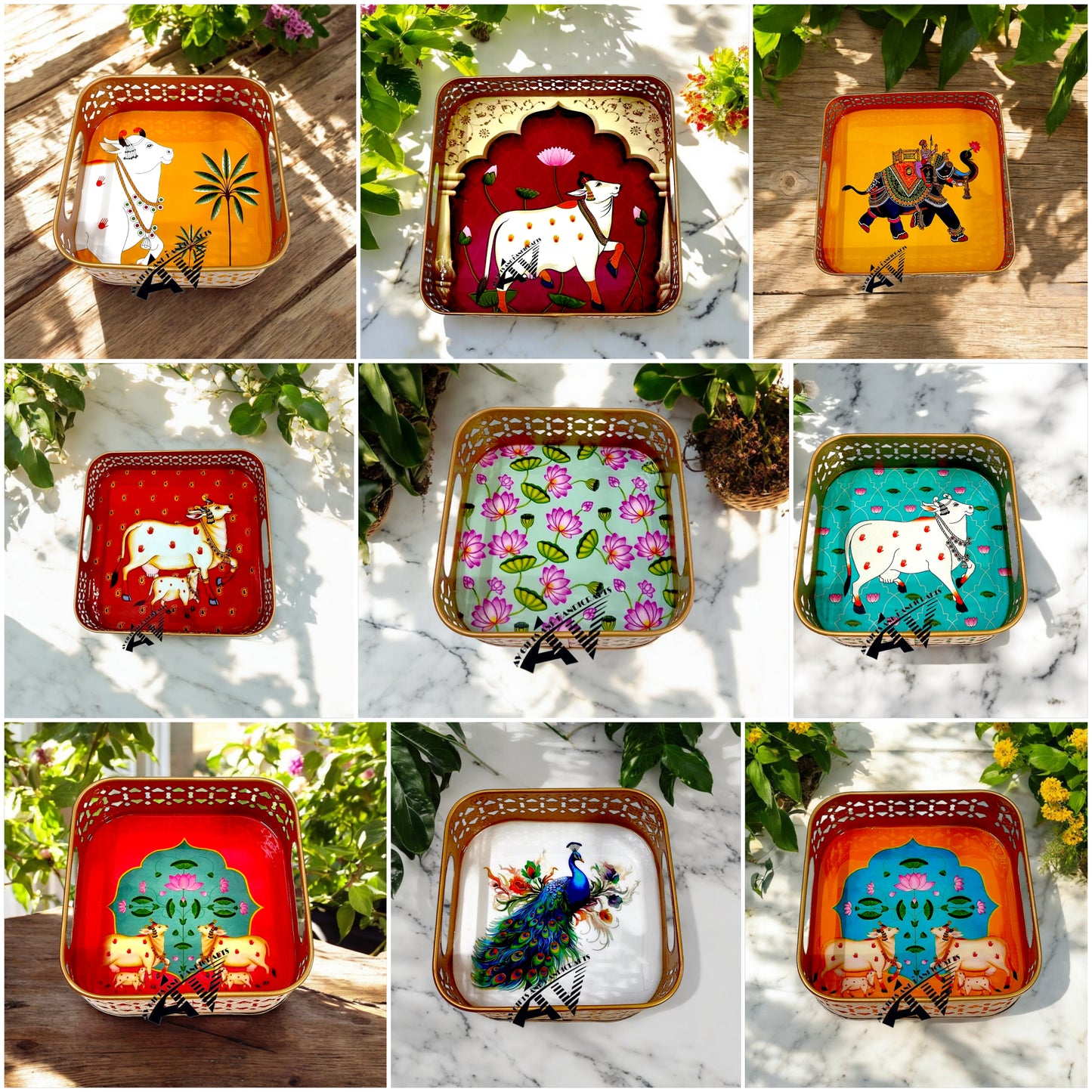 Pichwai Square Tray 6 Inch