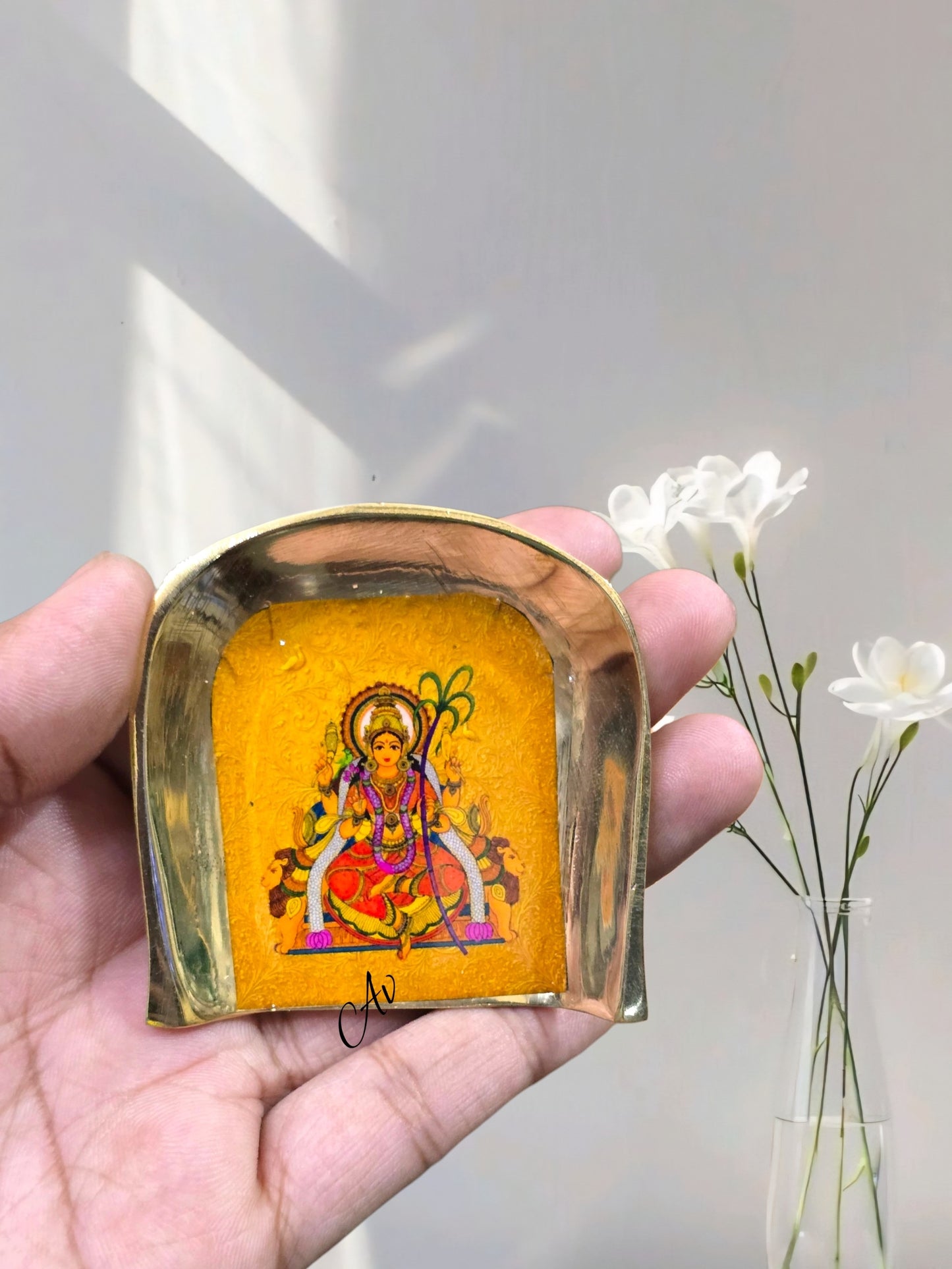Brass Enamel Work Muram/Soop Set of 2 | 2 Inch Decorative Miniature Muram for Pooja & Return Gifts