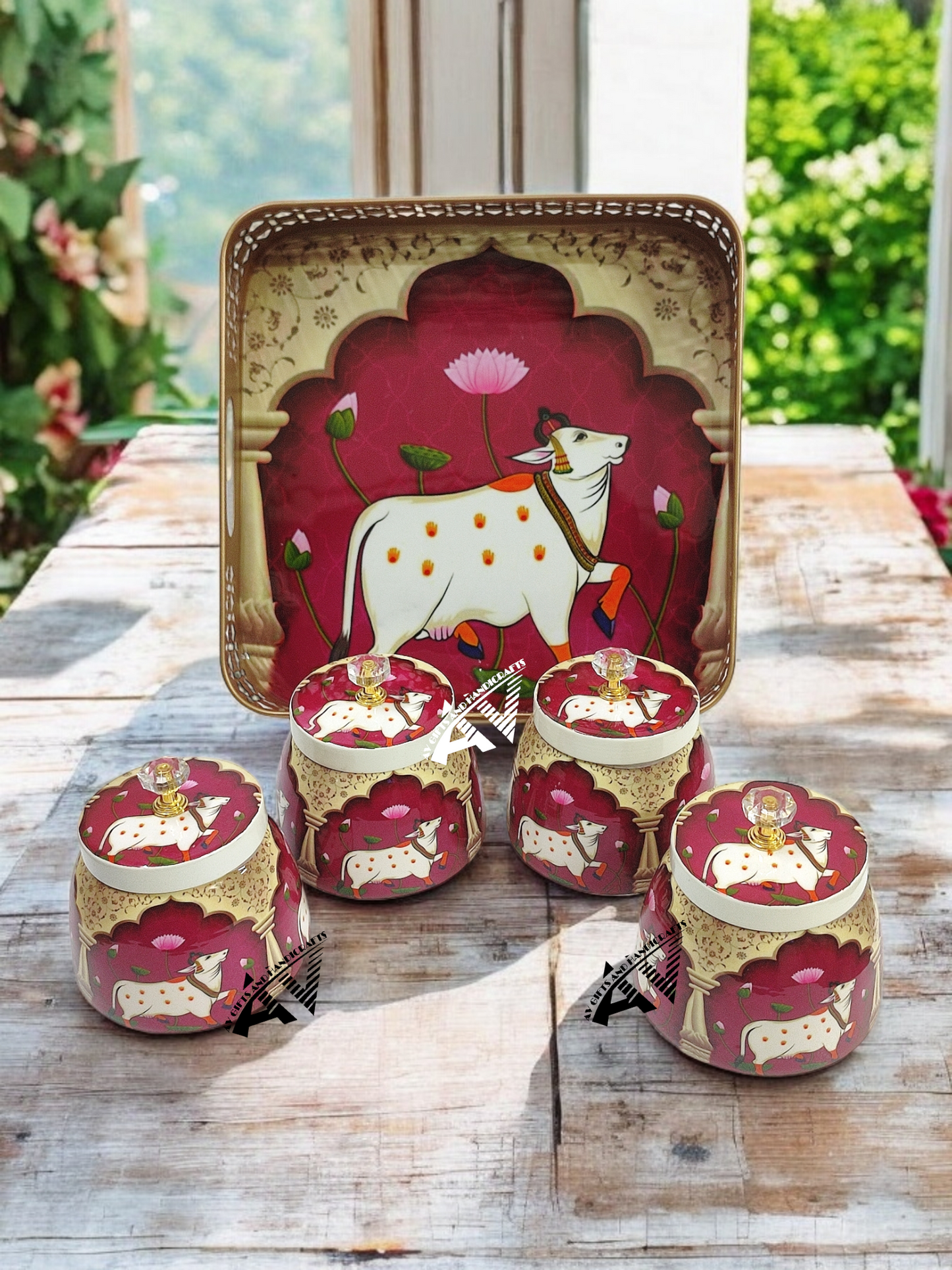 4 Jars with Tray