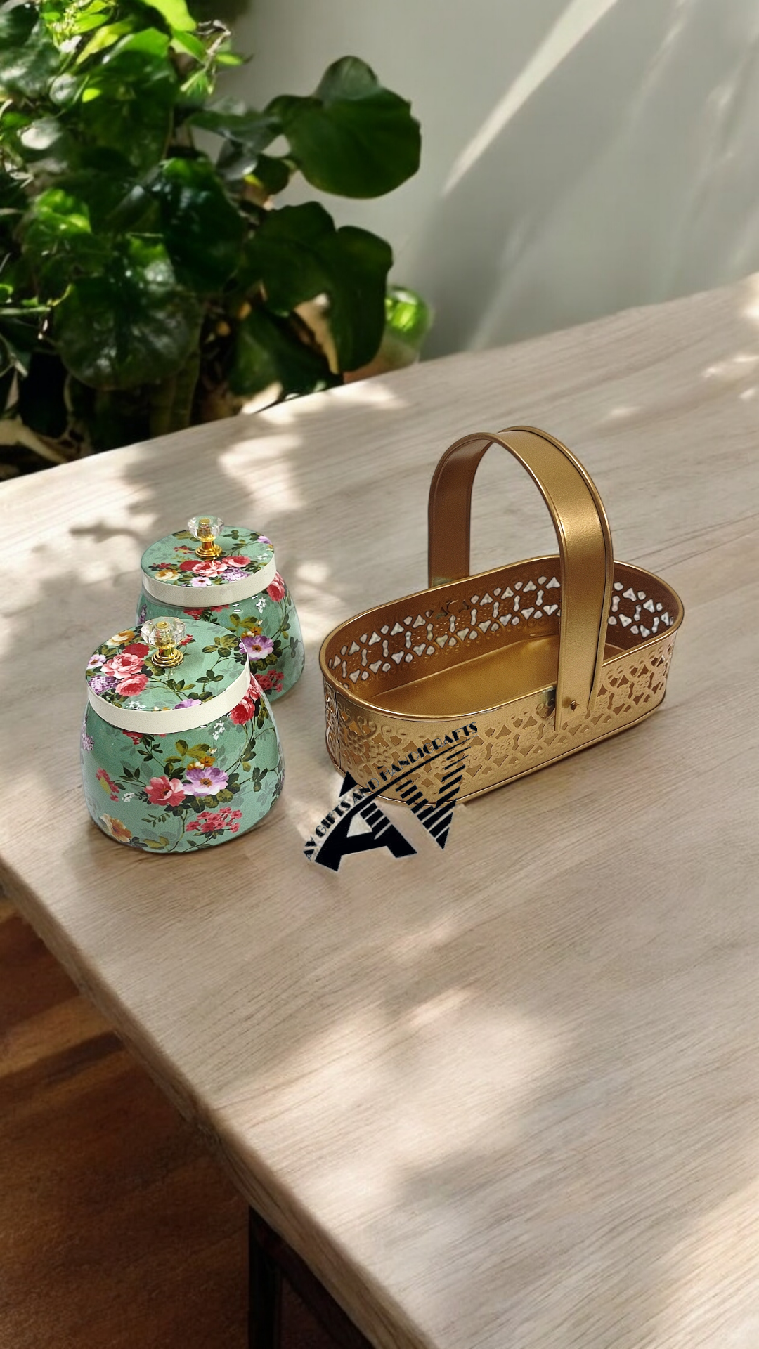 2 Jars With Basket Set
