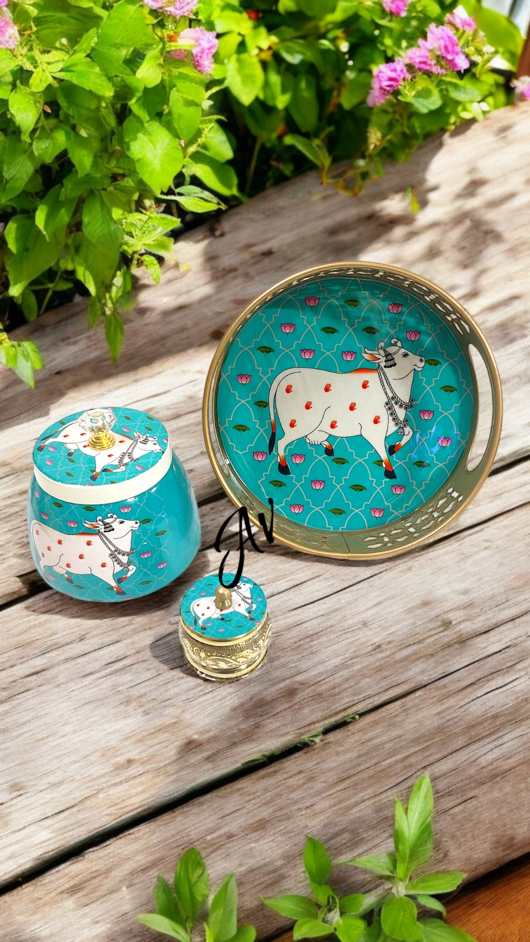 Round Tray With Jar And Dibbi Set