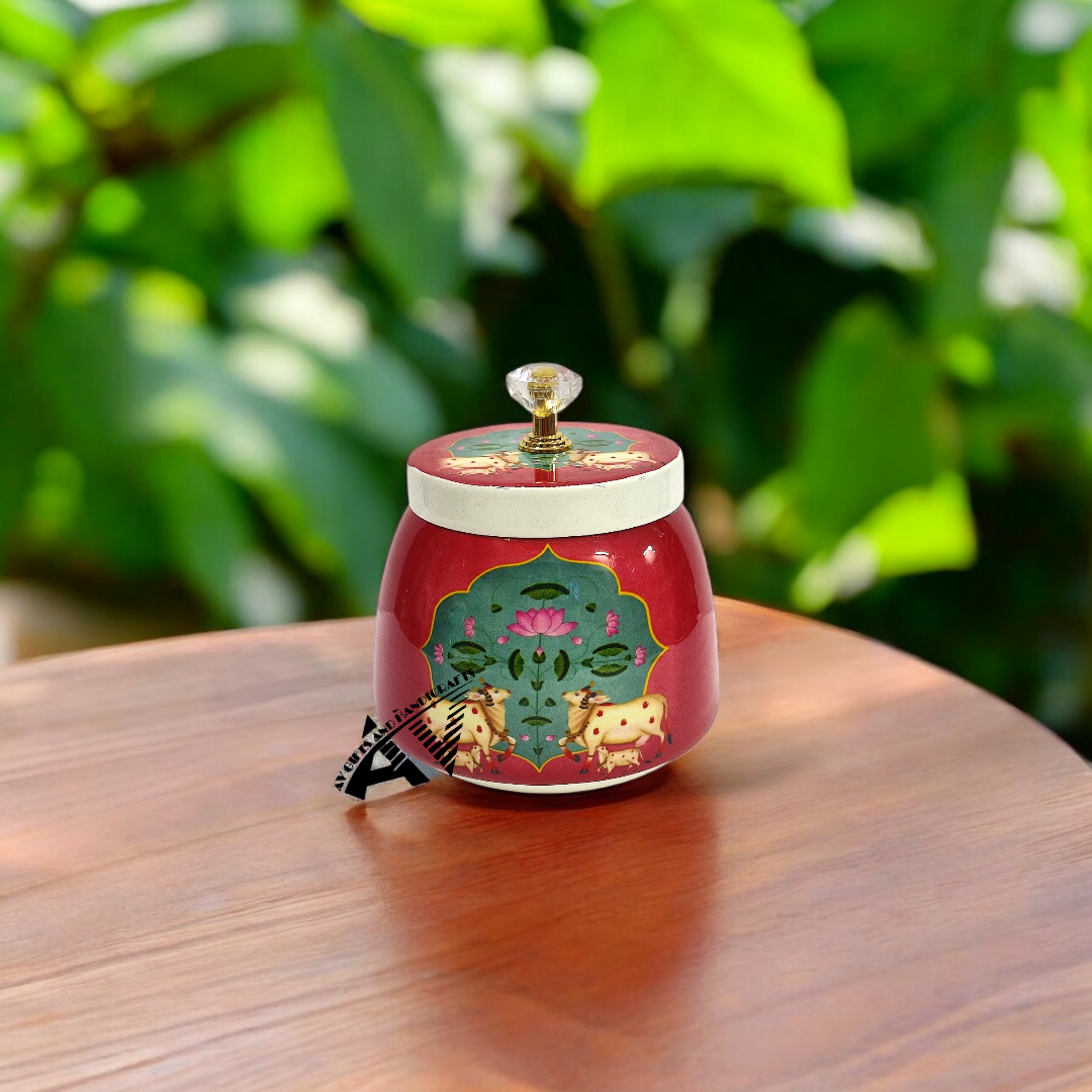 Enemal Work Pichwai Jars
