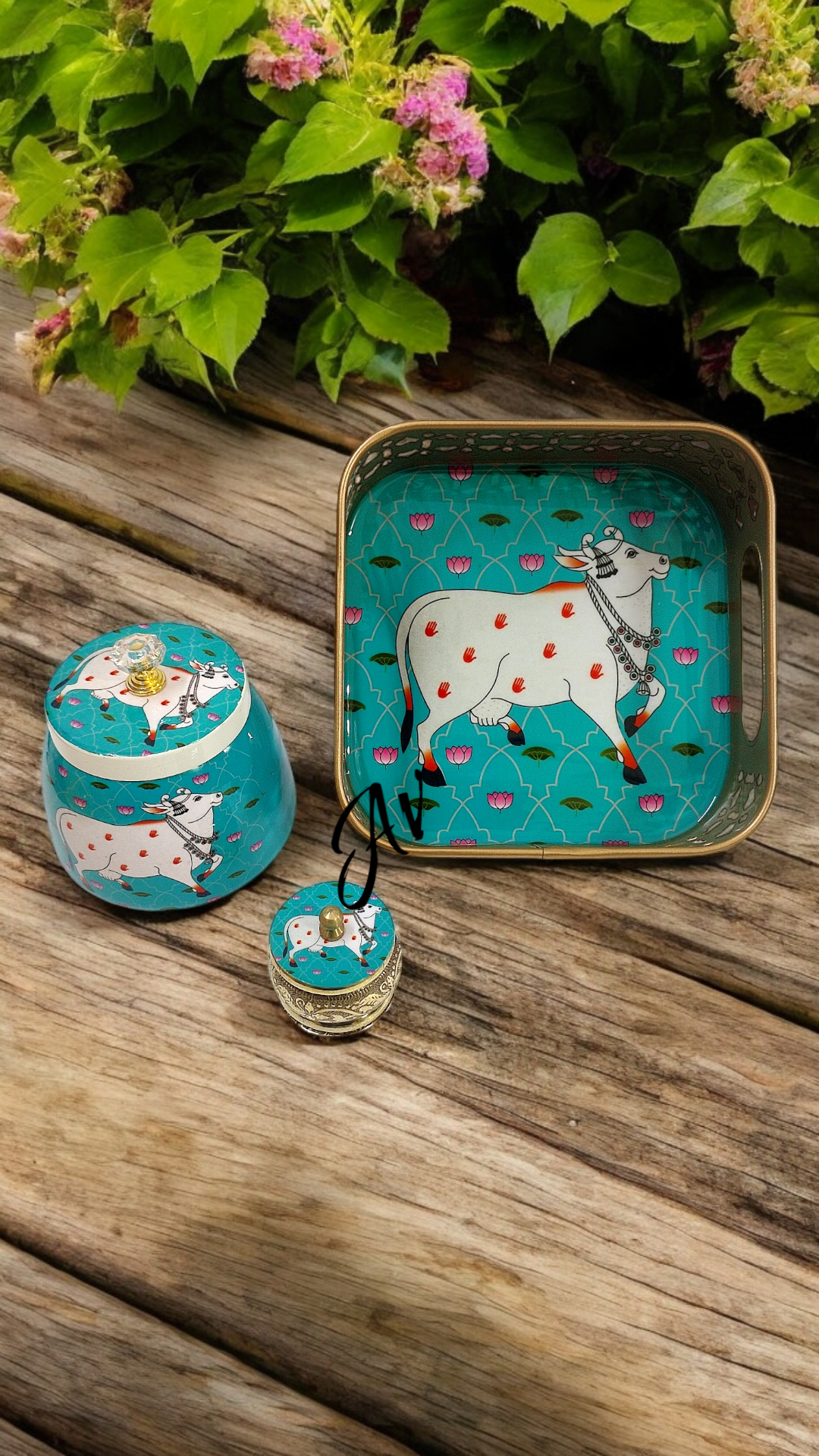 Square Tray With Jar And Dibbi Set