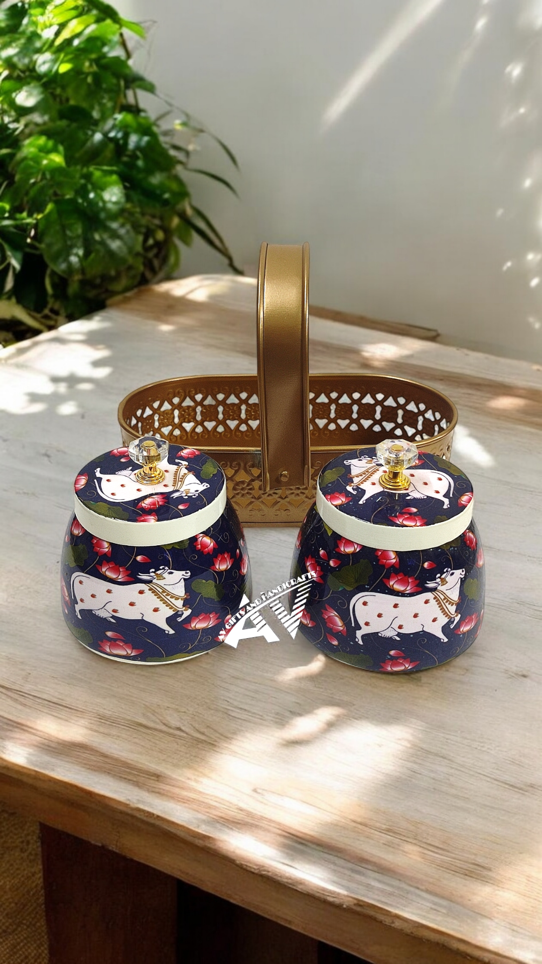 2 Jars With Basket Set