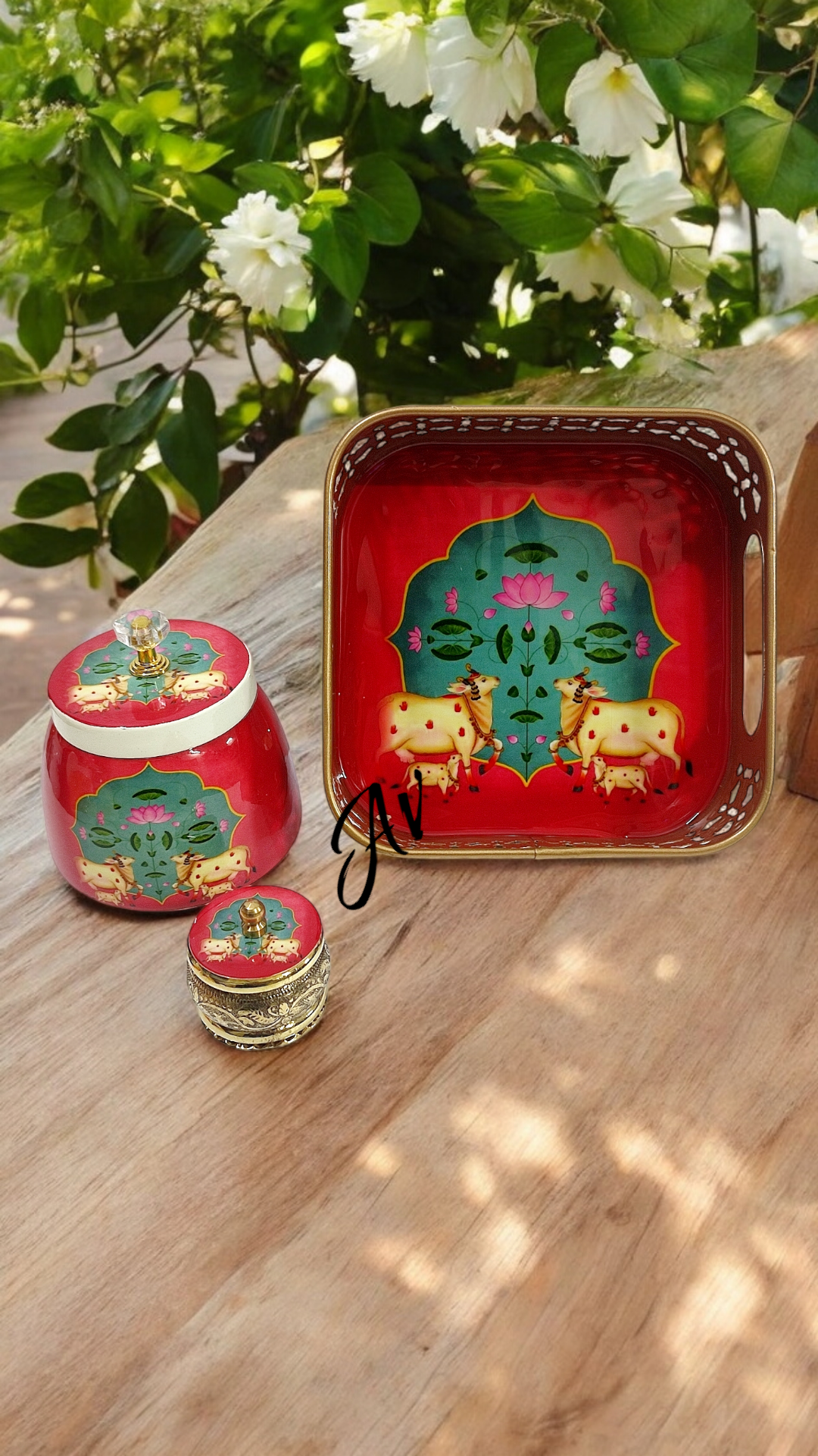 Square Tray With Jar And Dibbi Set