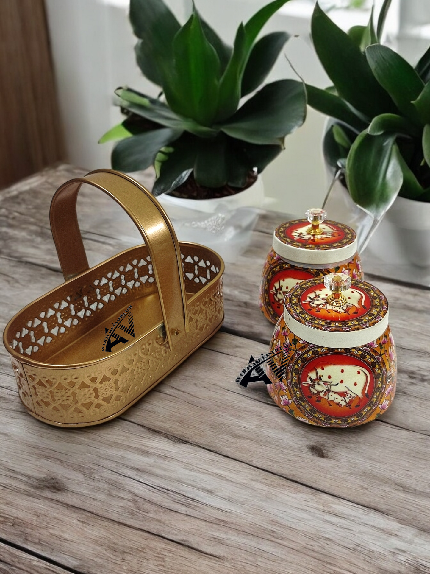 2 Jars With Basket Set