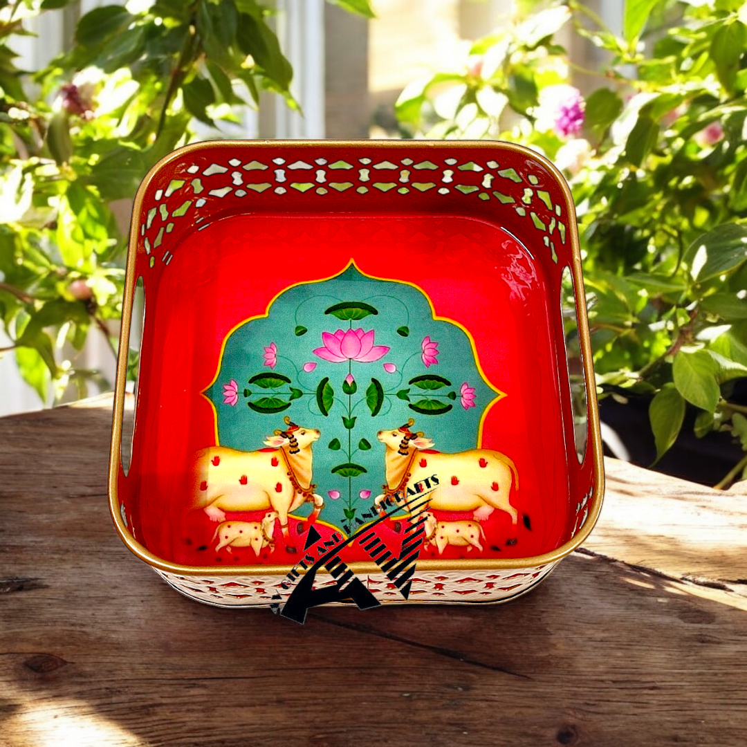 Pichwai Square Tray 6 Inch