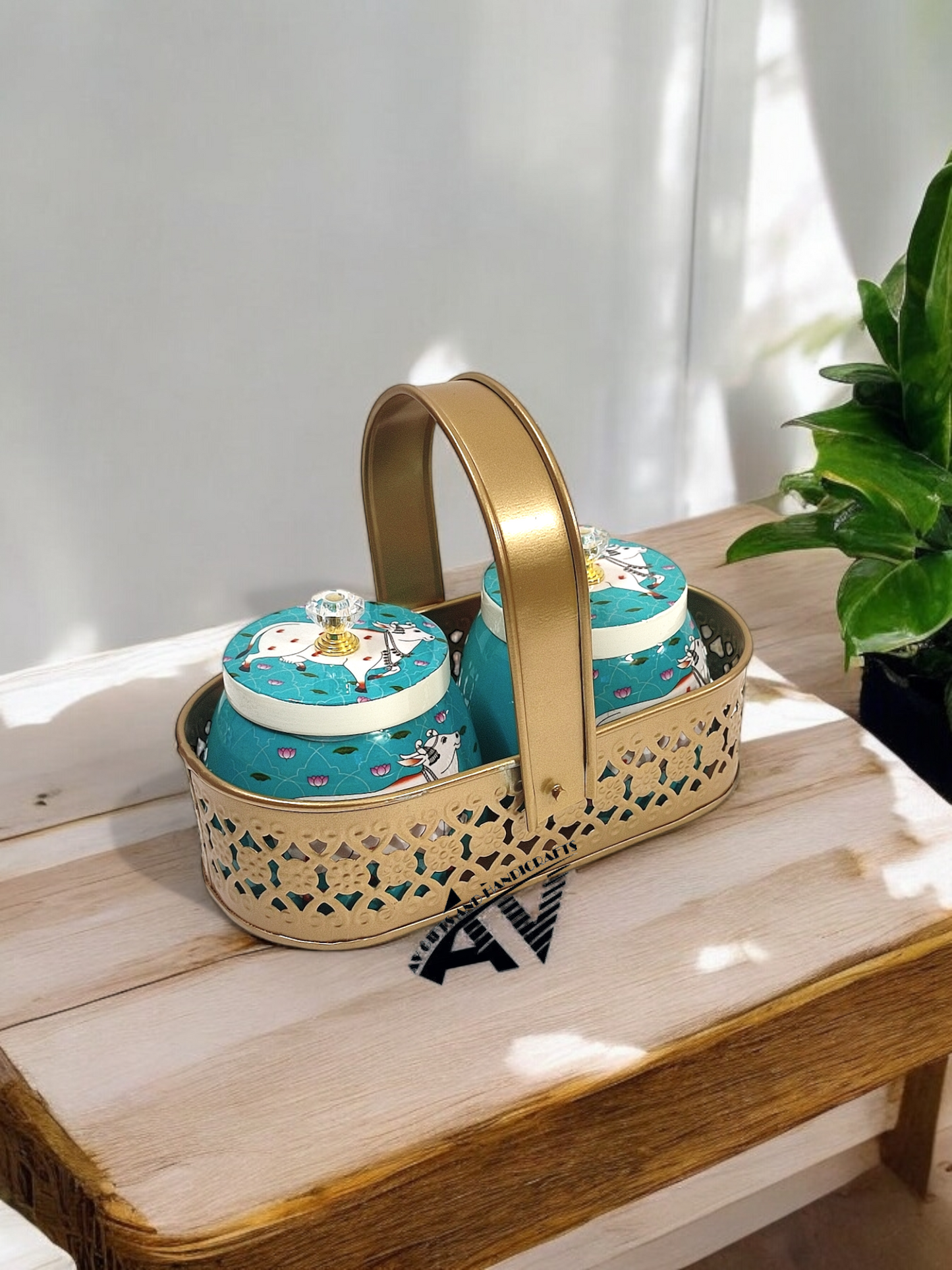 2 Jars With Basket Set