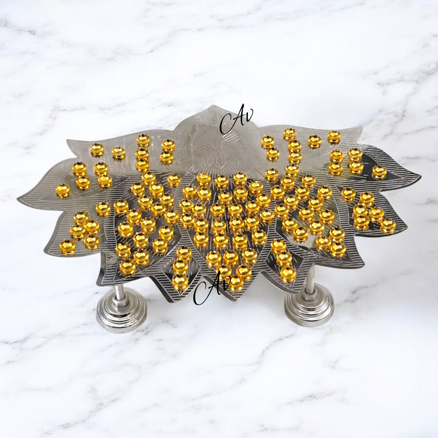 German silver Lotus Ashtotaram stand/108 flower stand