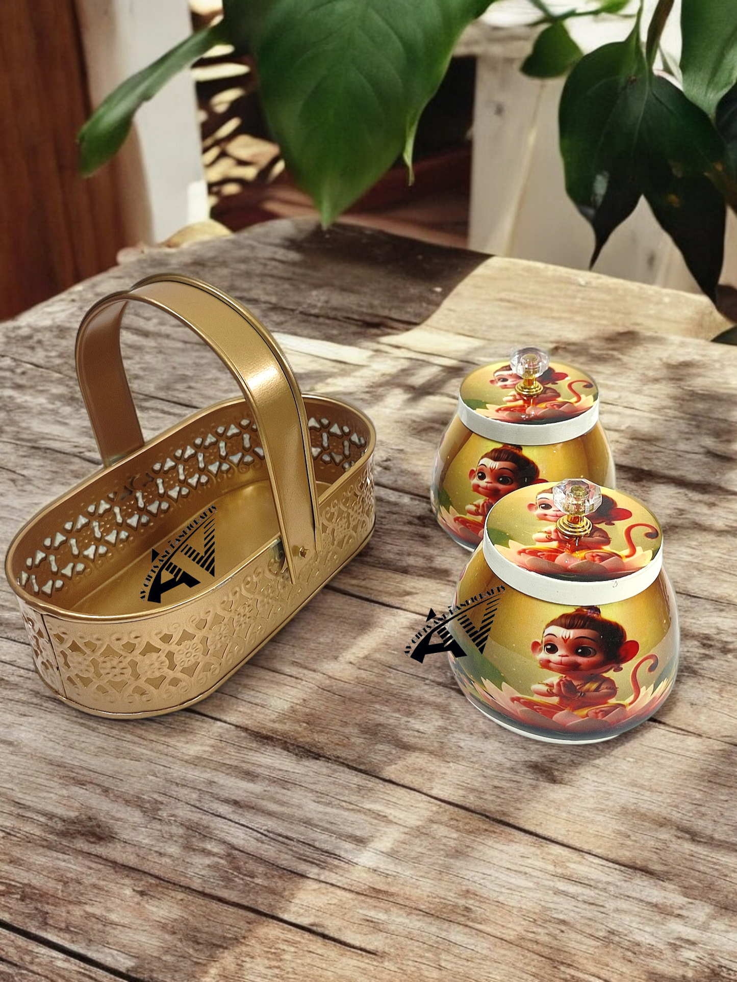 2 Jars With Basket Set