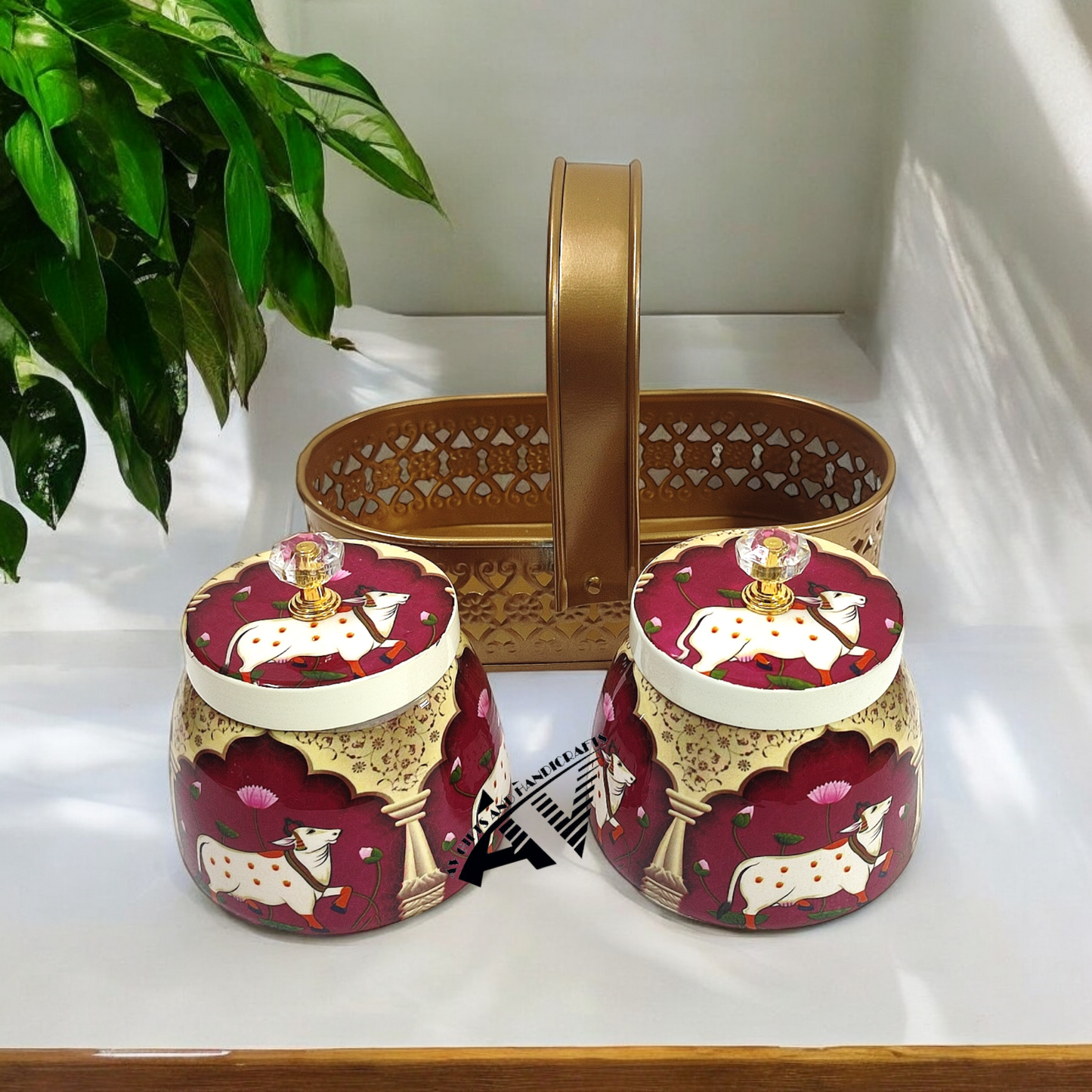 2 Jars With Basket Set