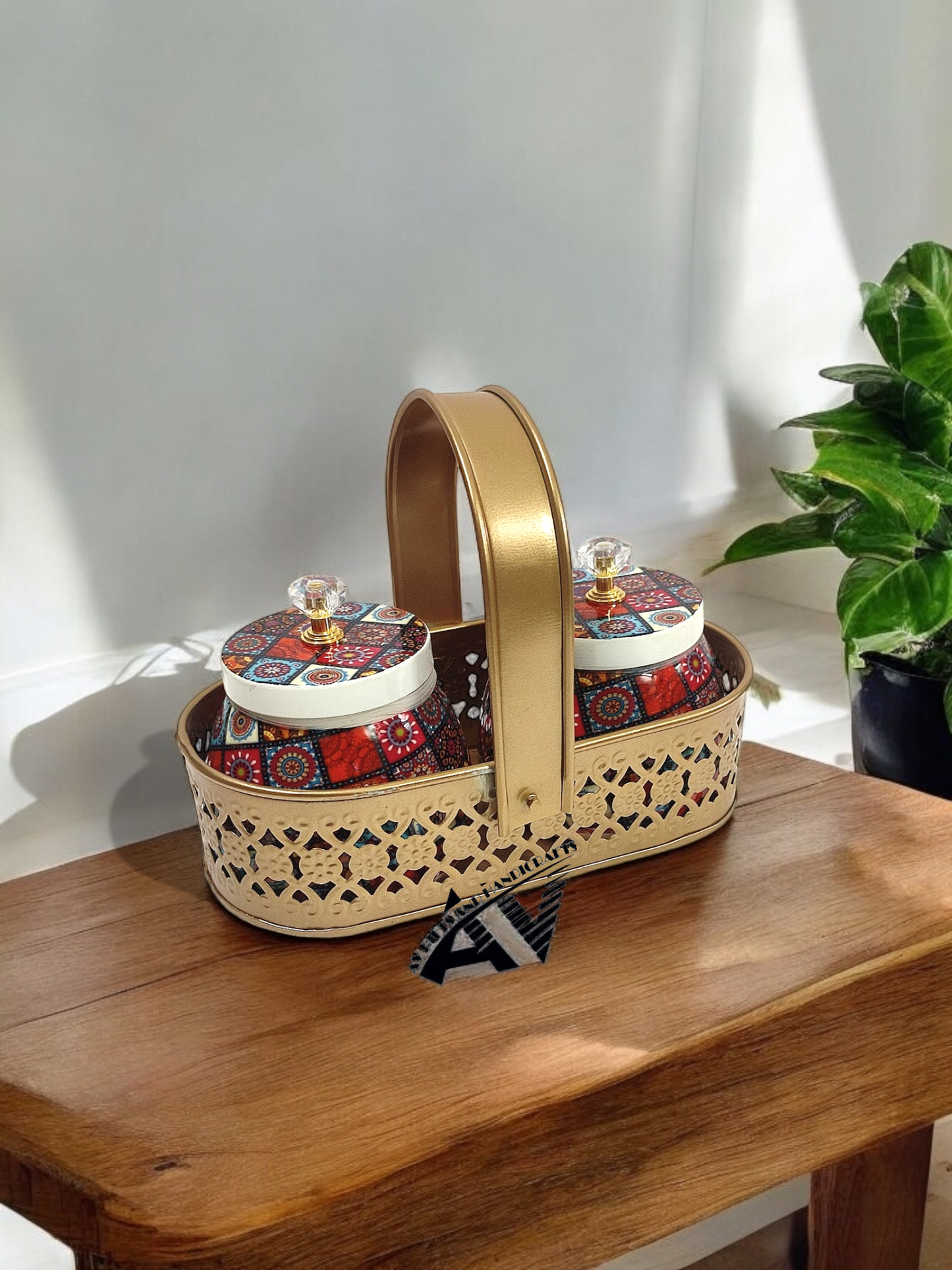 2 Jars With Basket Set