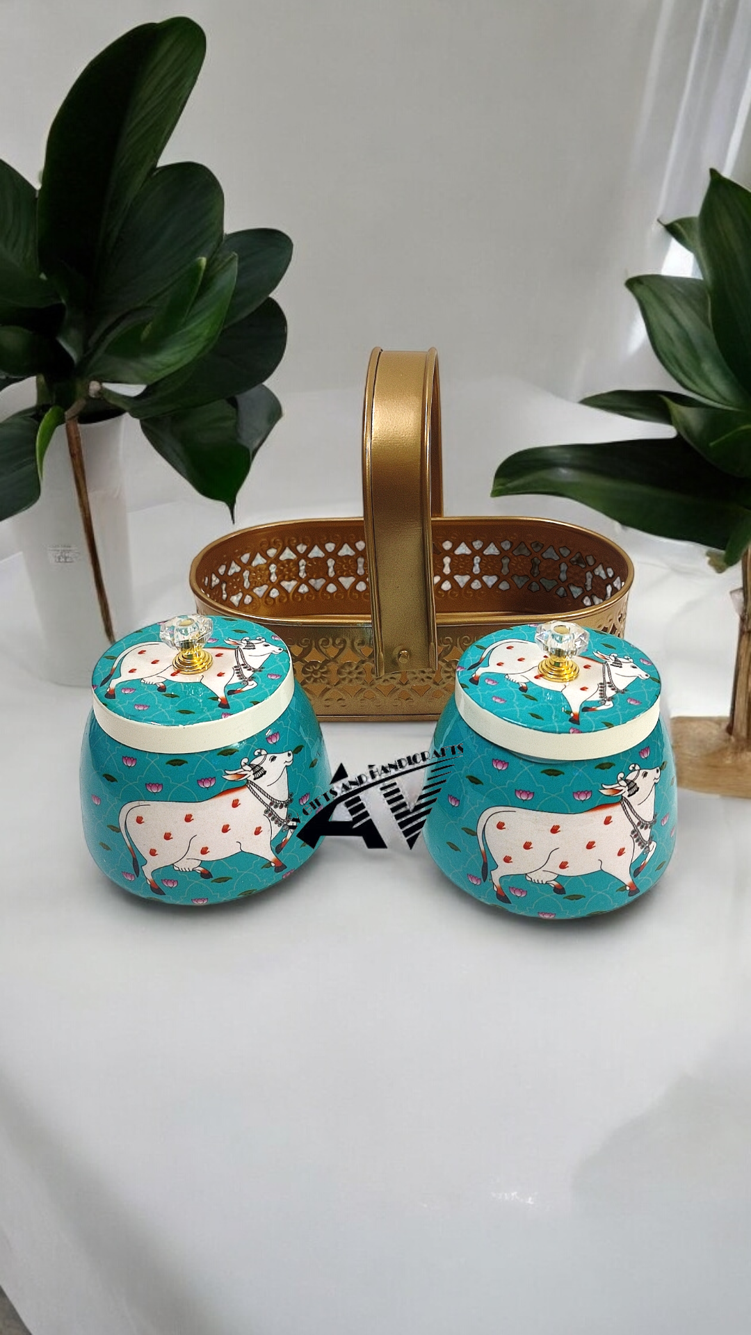 2 Jars With Basket Set