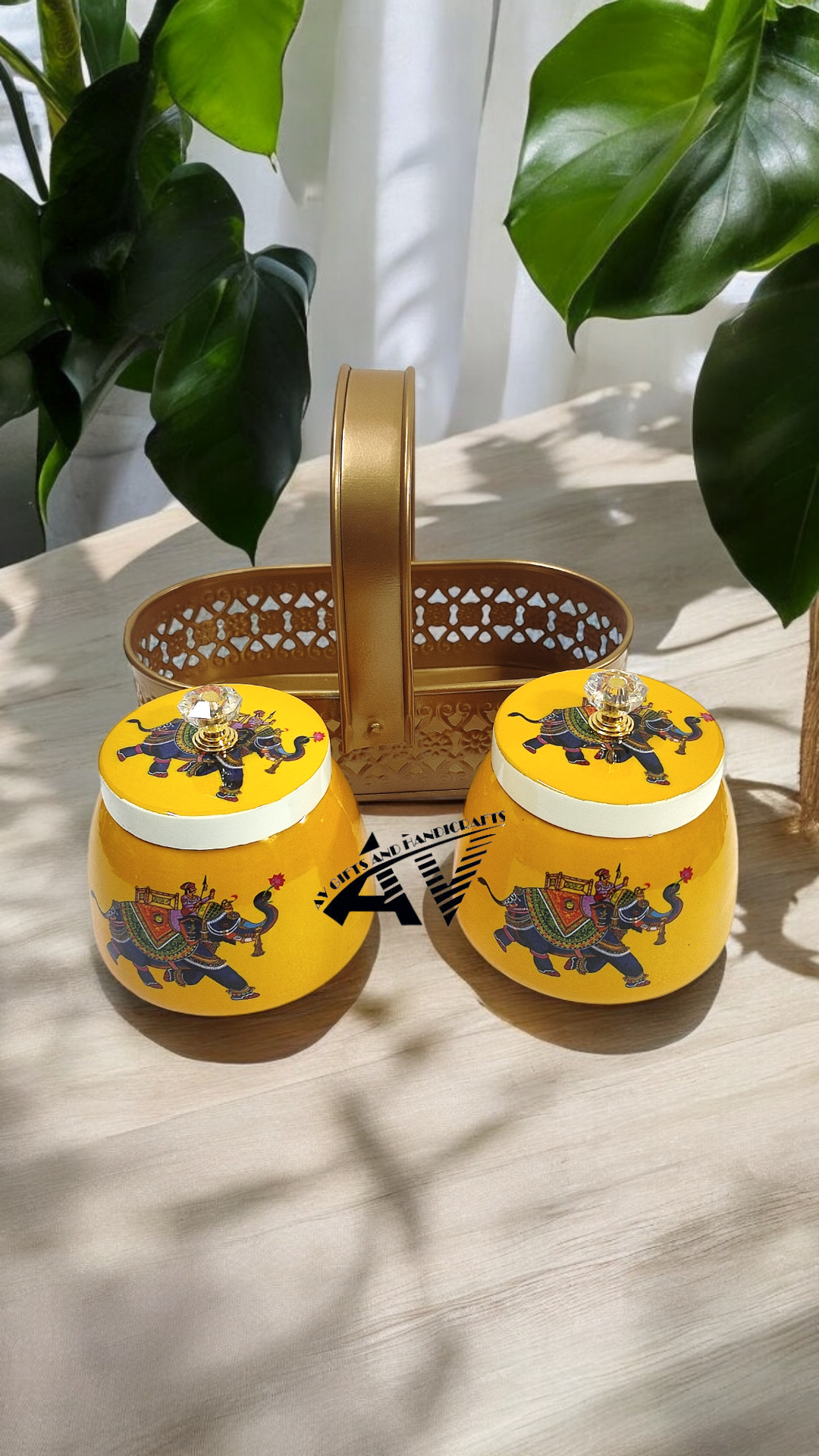 2 Jars With Basket Set