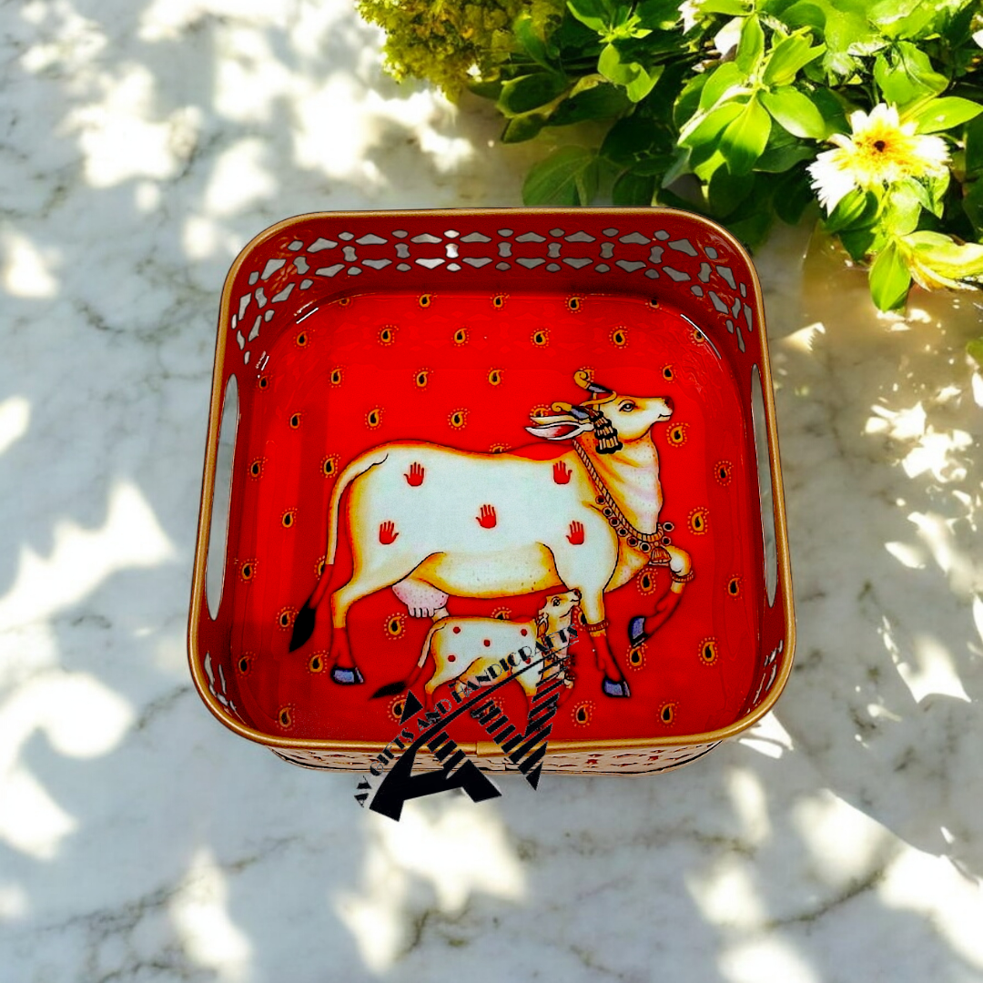 Pichwai Square Tray 6 Inch