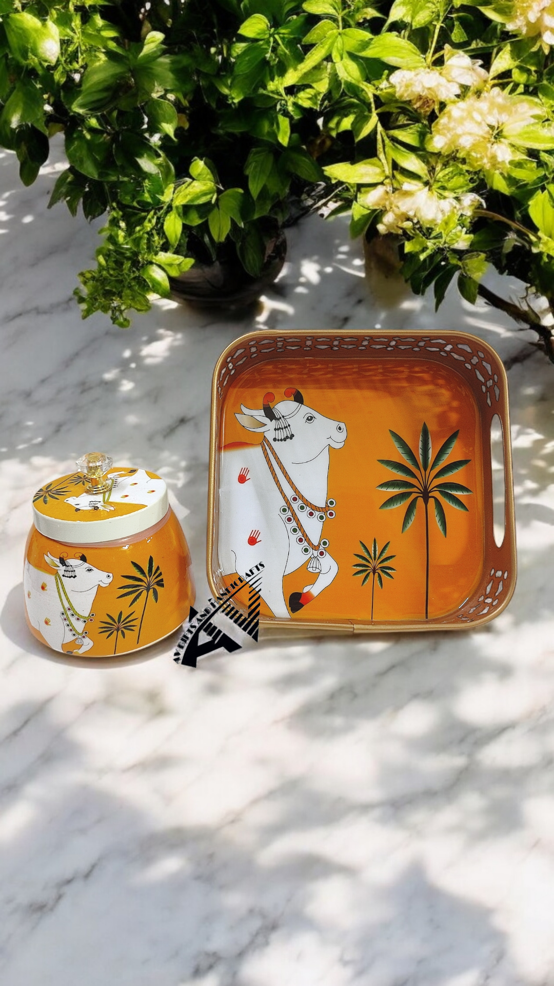 Square Tray With One Jar