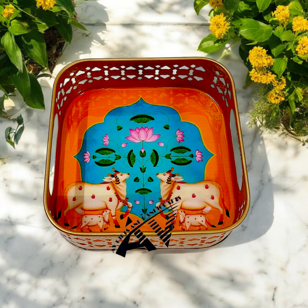 Pichwai Square Tray 6 Inch