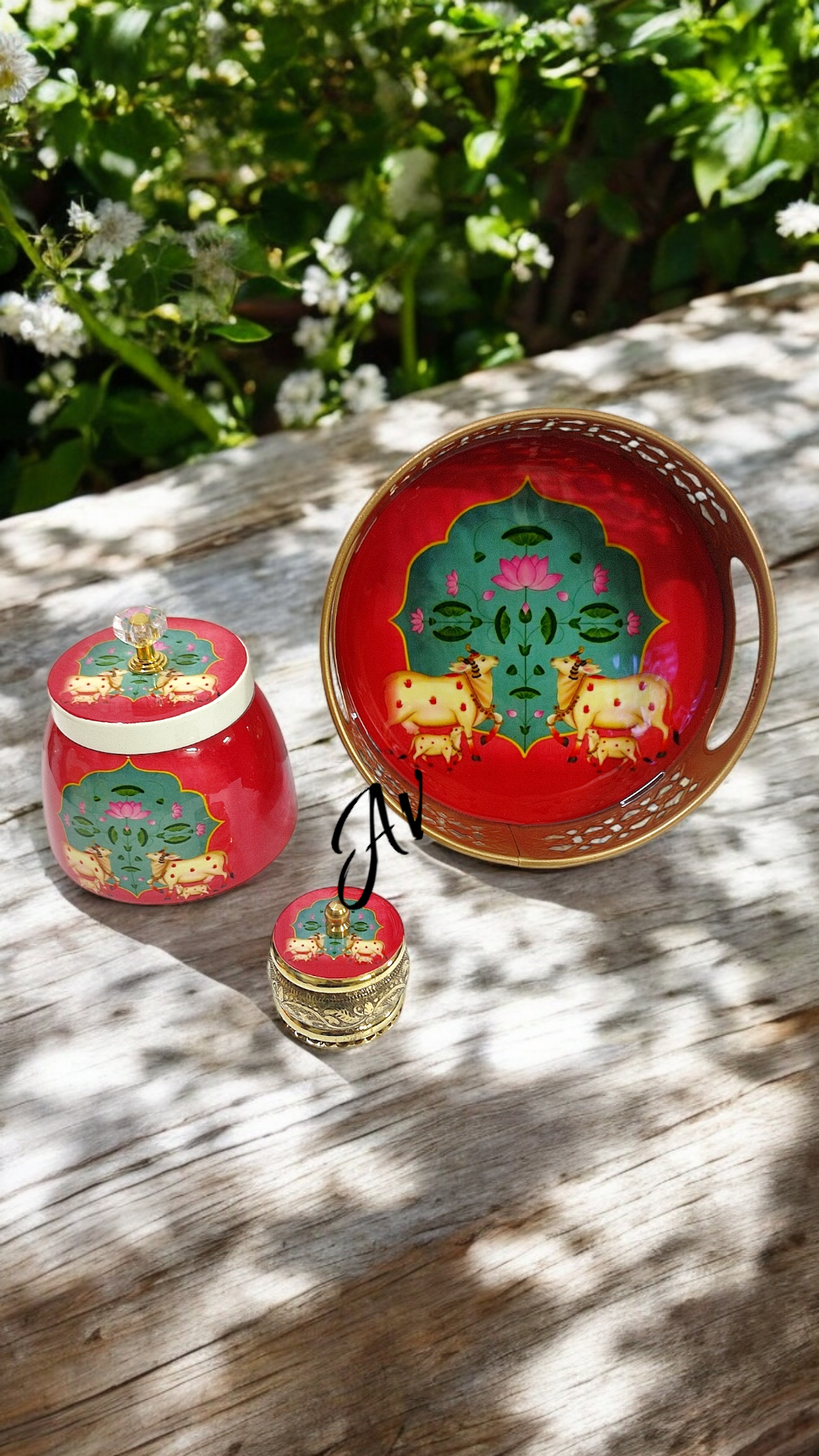 Round Tray With Jar And Dibbi Set