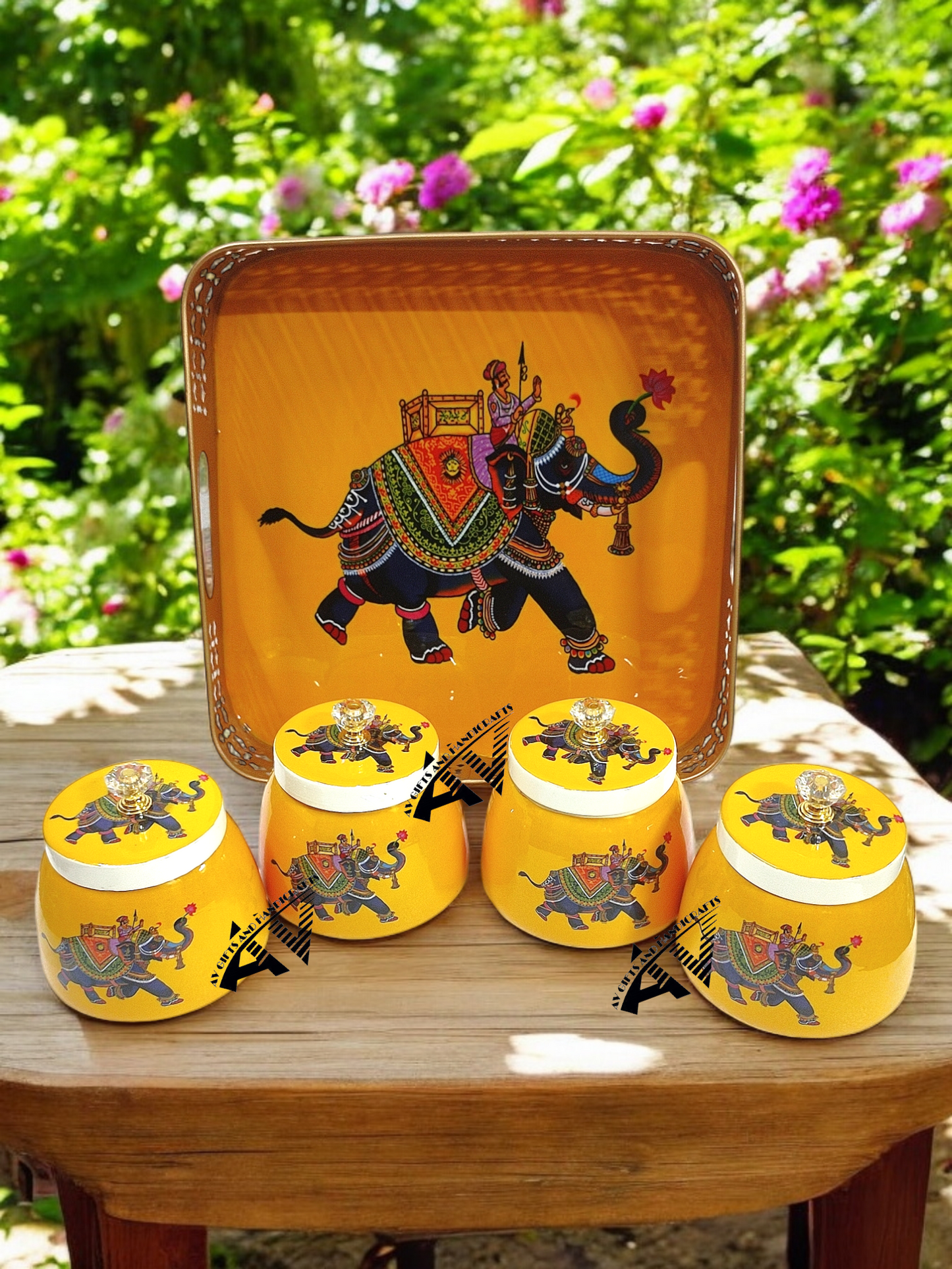 4 Jars with Tray