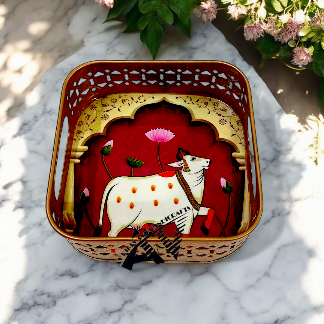 Pichwai Square Tray 6 Inch
