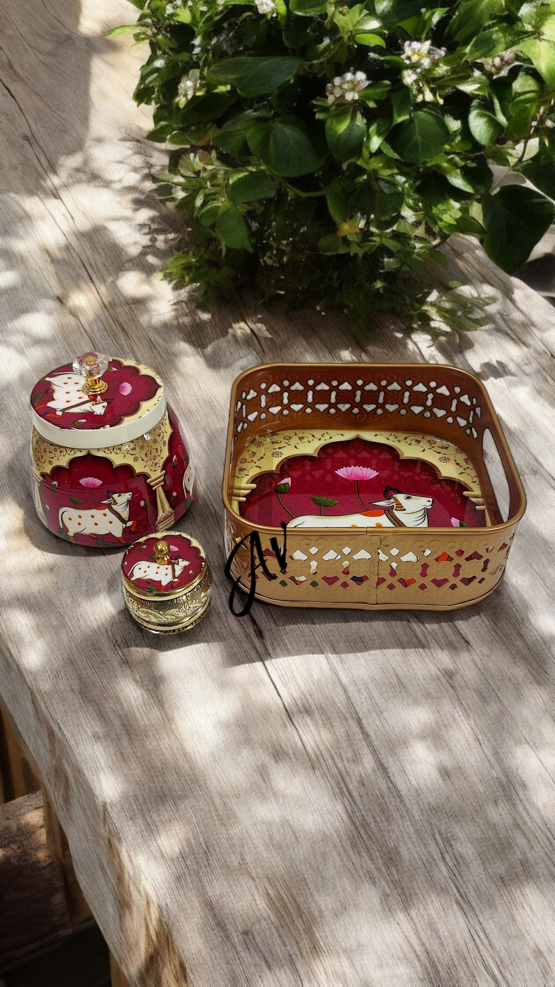 Square Tray With Jar And Dibbi Set
