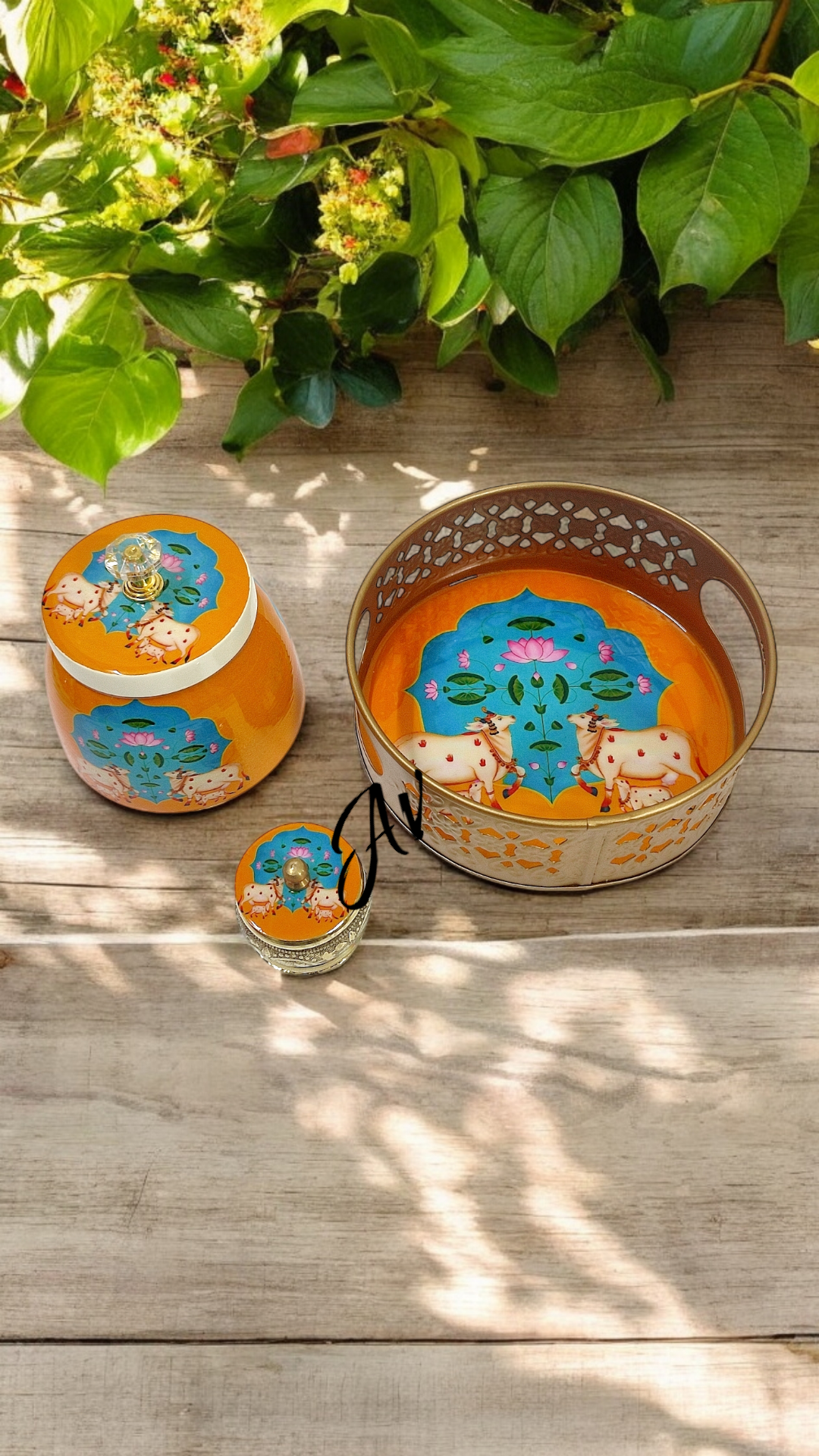 Round Tray With Jar And Dibbi Set