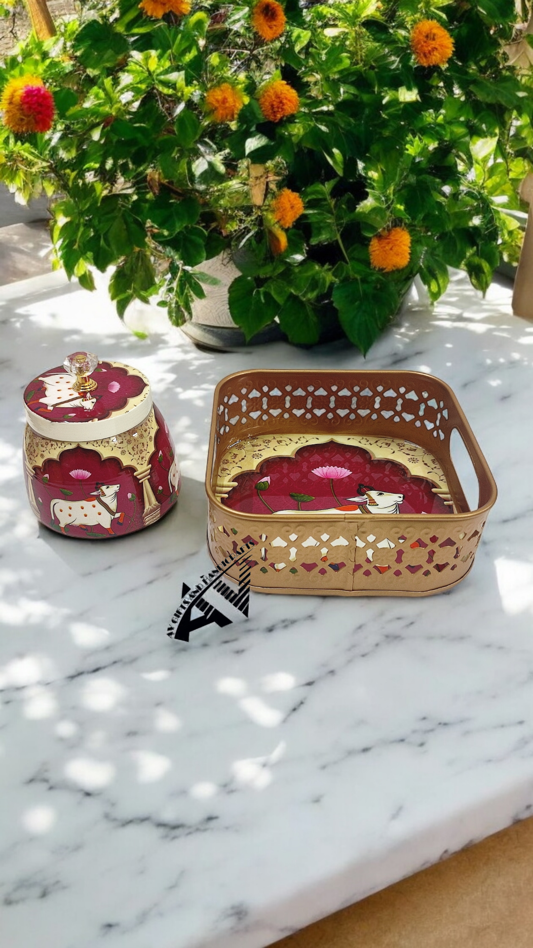 Square Tray With One Jar