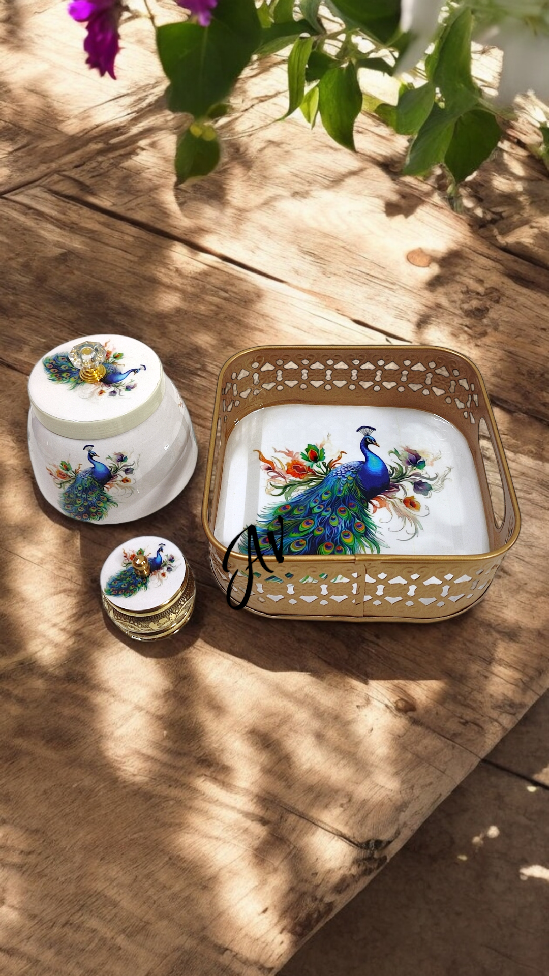 Square Tray With Jar And Dibbi Set