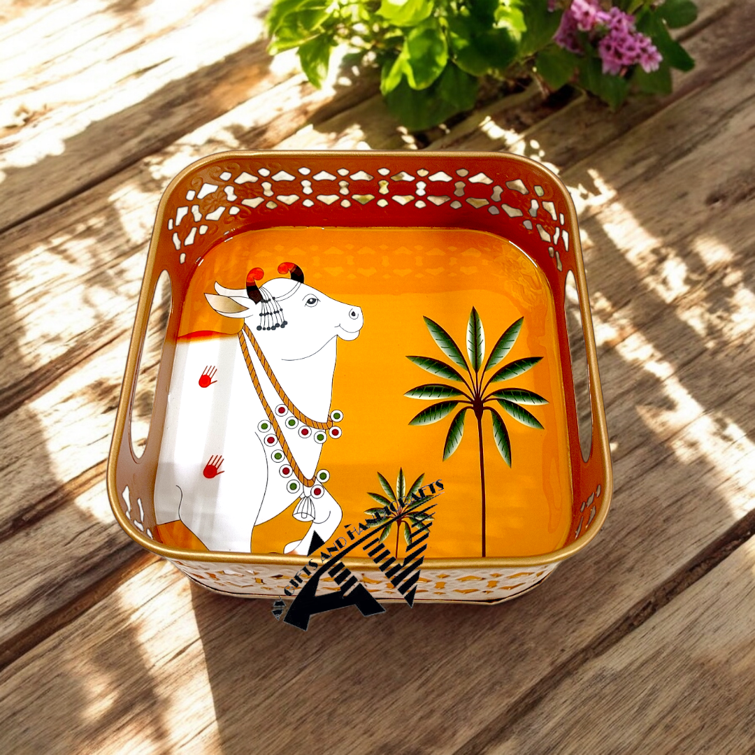 Pichwai Square Tray 6 Inch