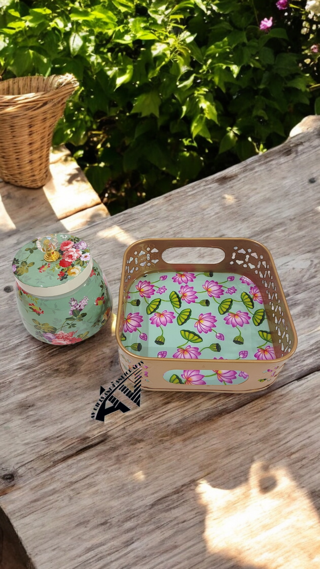 Square Tray With One Jar
