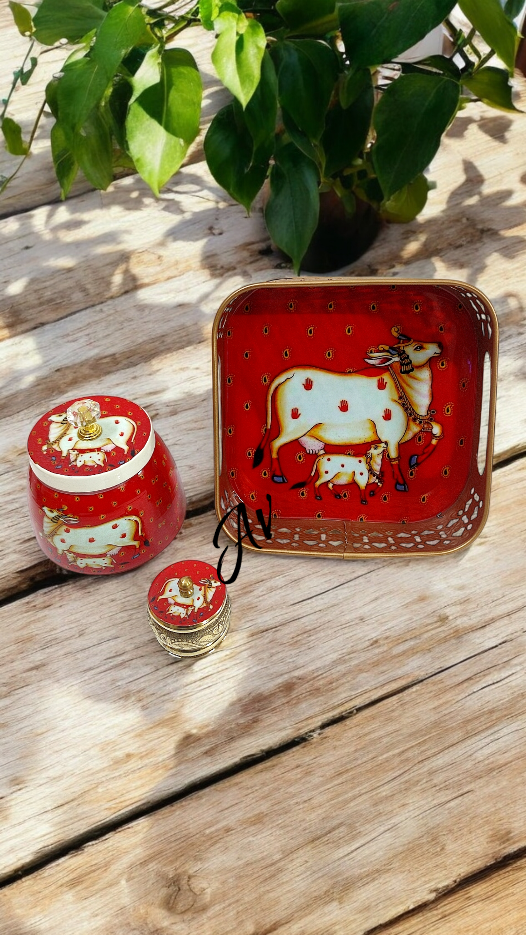 Square Tray With Jar And Dibbi Set