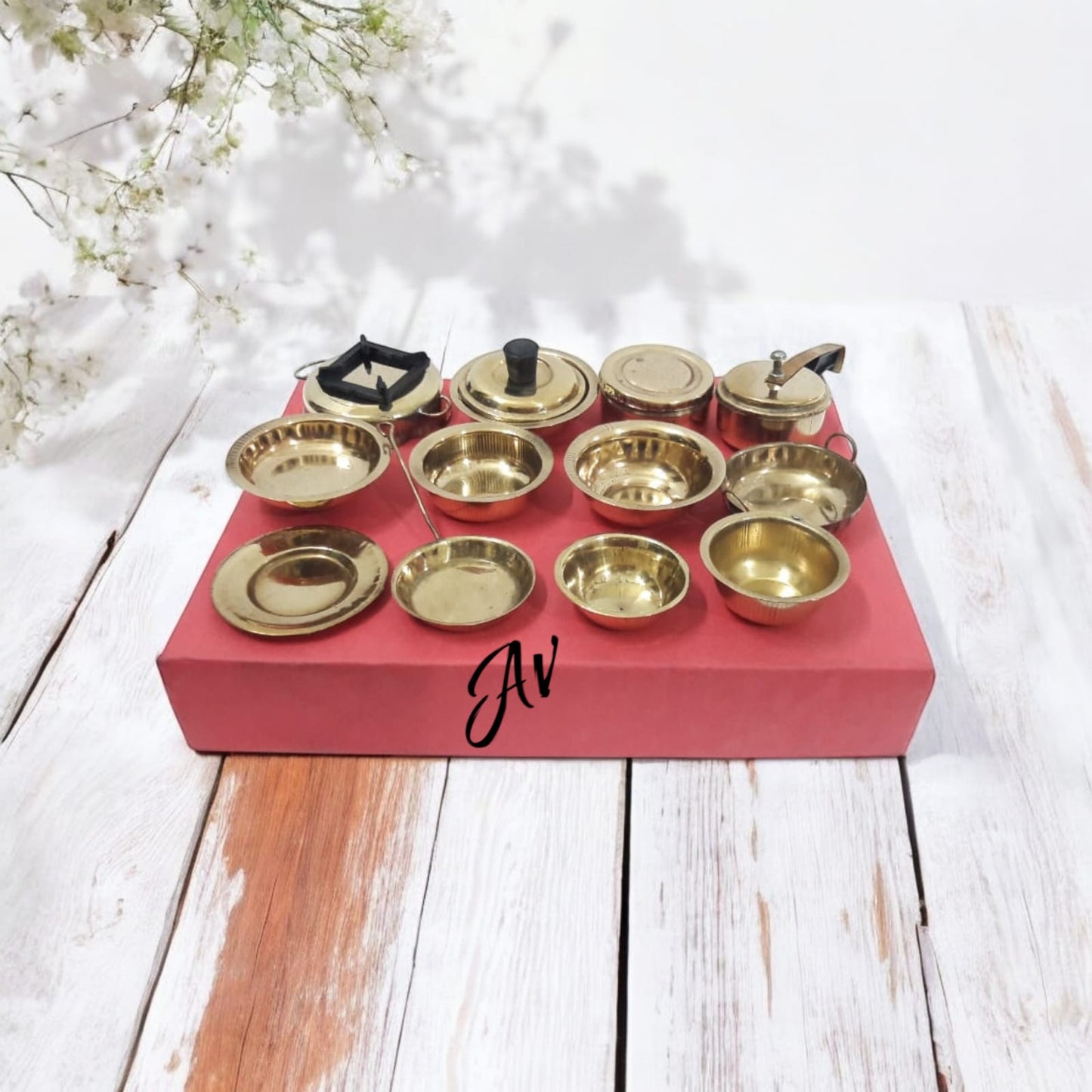 Brass Miniature Kitchen Set/Pretend Kitchen Play Set Of 12 Pcs