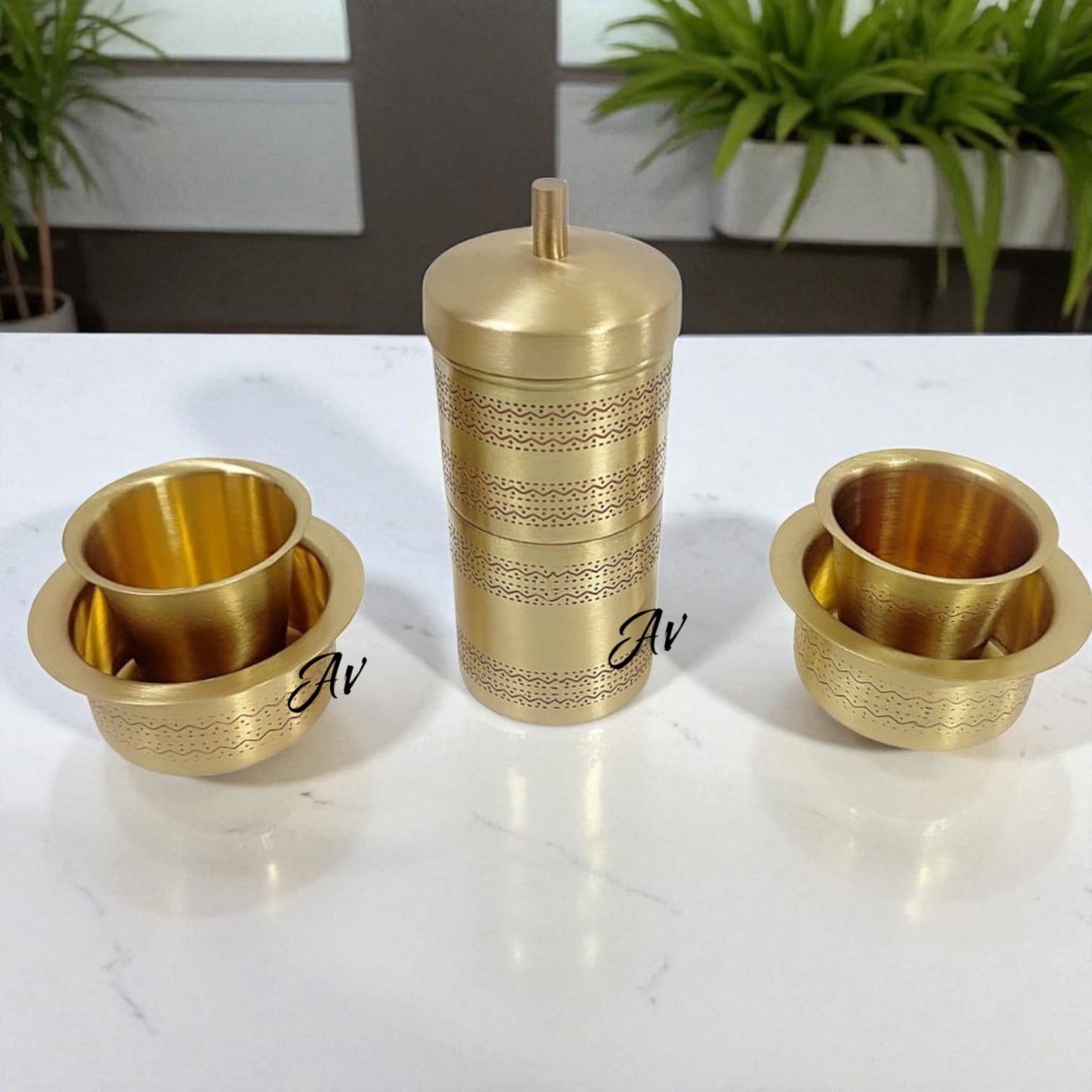 Brass Coffee Filter With 2 Dabara Set