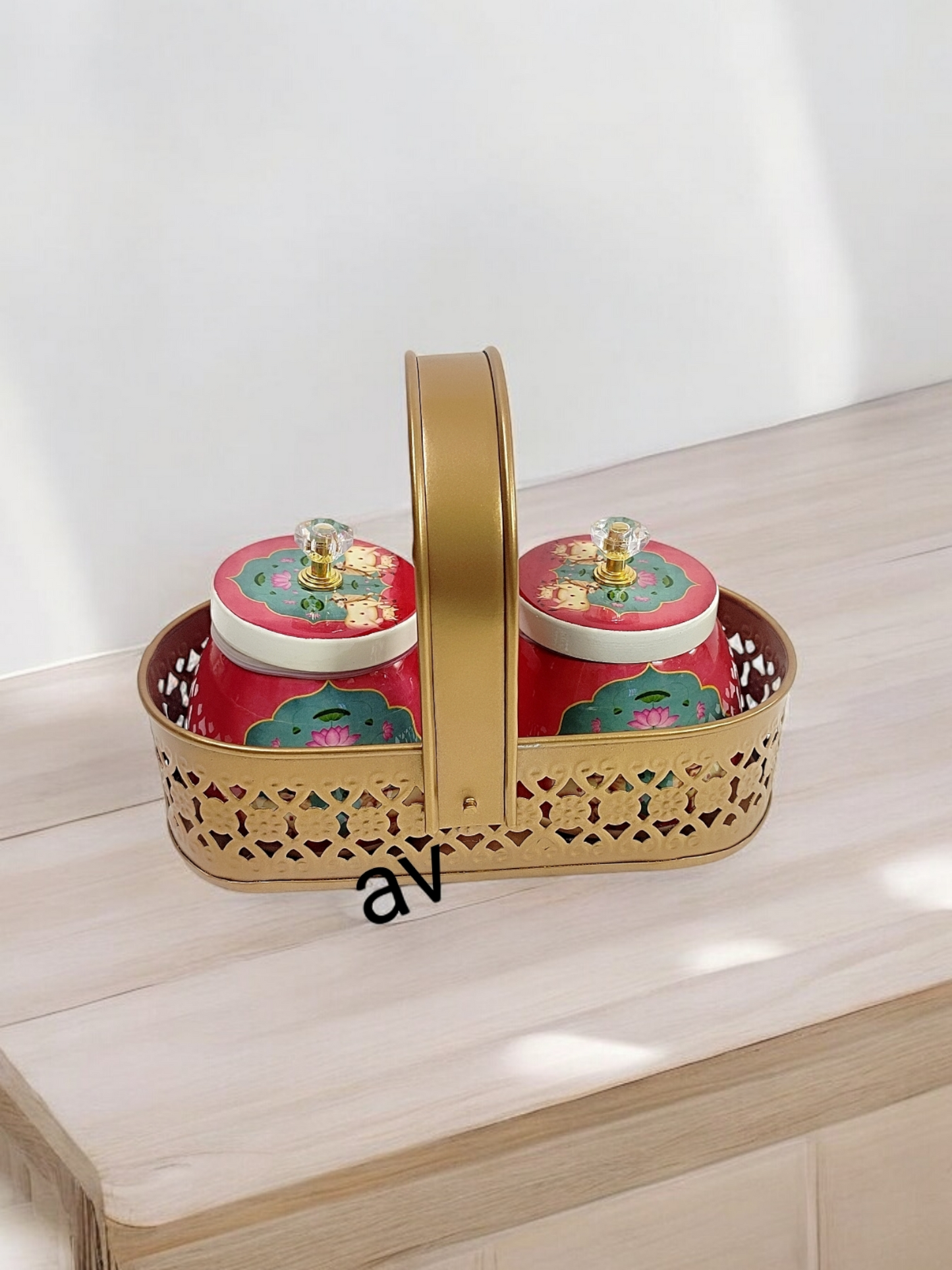 2 Jars With Basket Set