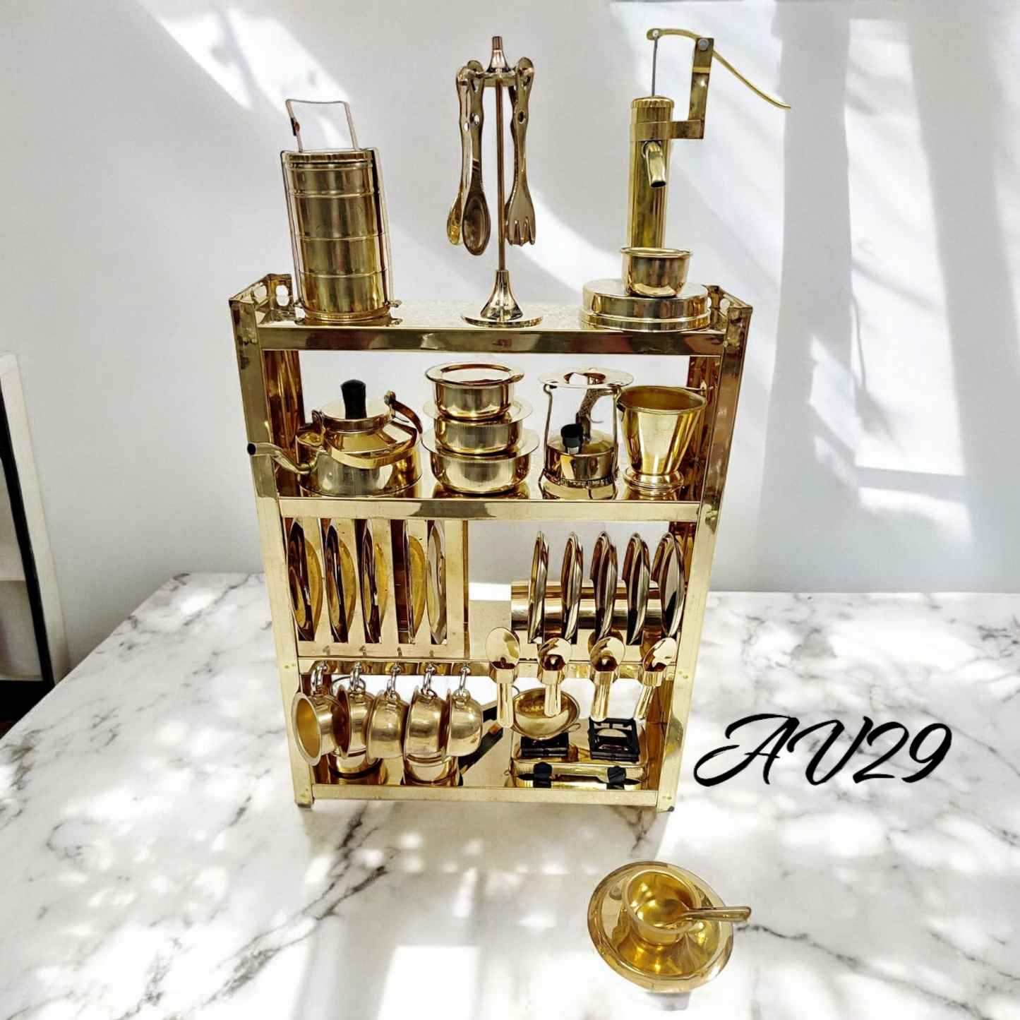 Brass Miniature Kitchen Set/Pretend Kitchen Toy Set/Miniature Kitchen Play Set AV 29
