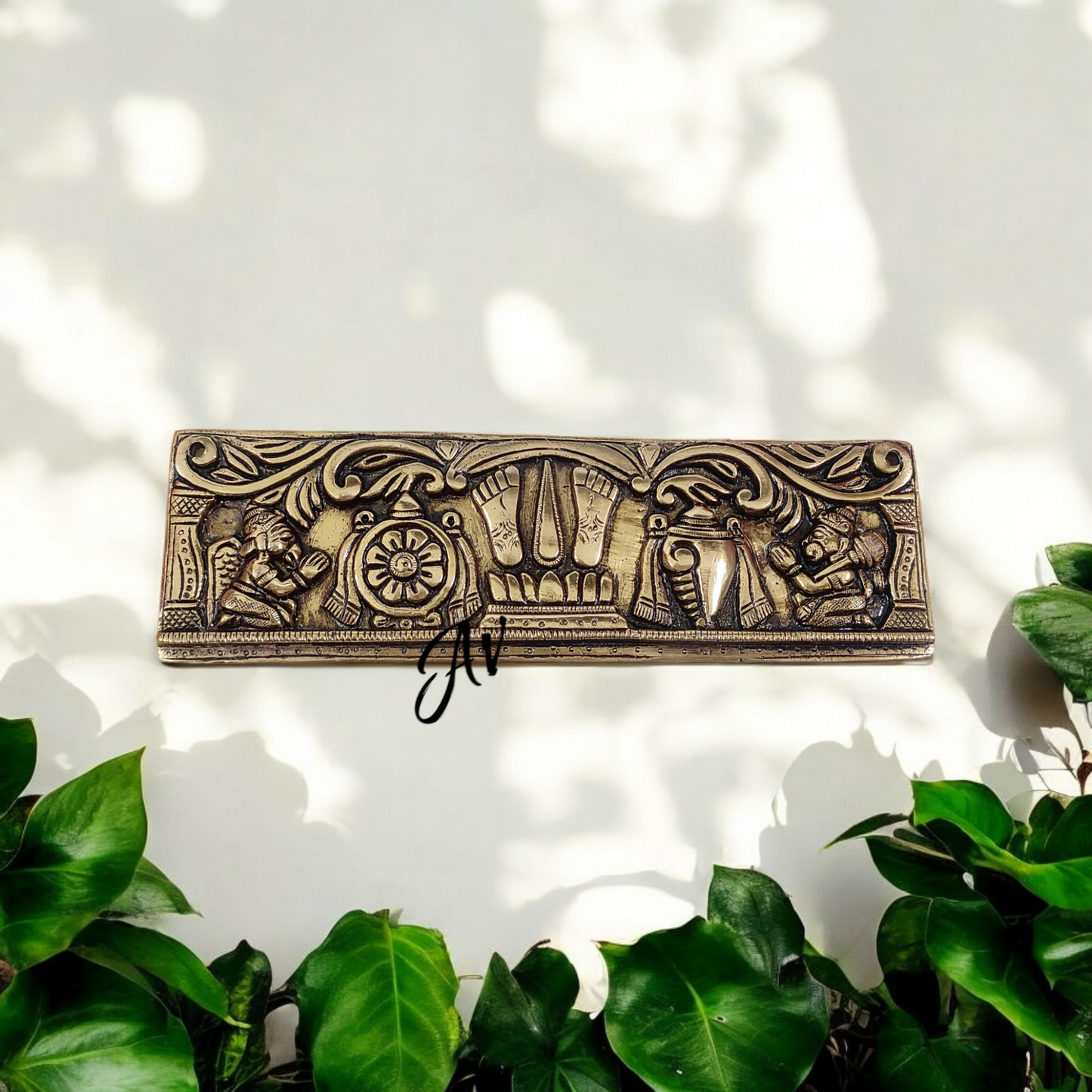 Brass Shankh Chakra Wall Plate