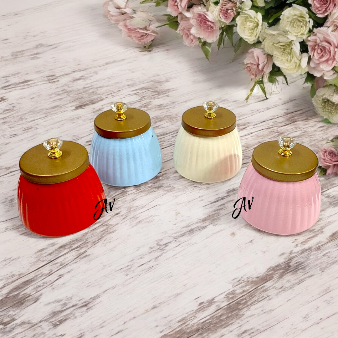 Metal Jar With Diamond Knob