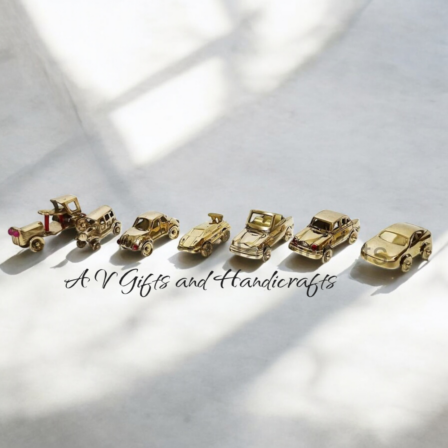 Brass 7 Piece Car Toy/Miniature Set