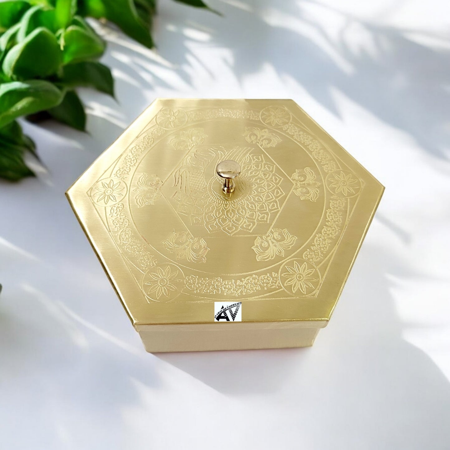 Brass Hexagon Masala Box