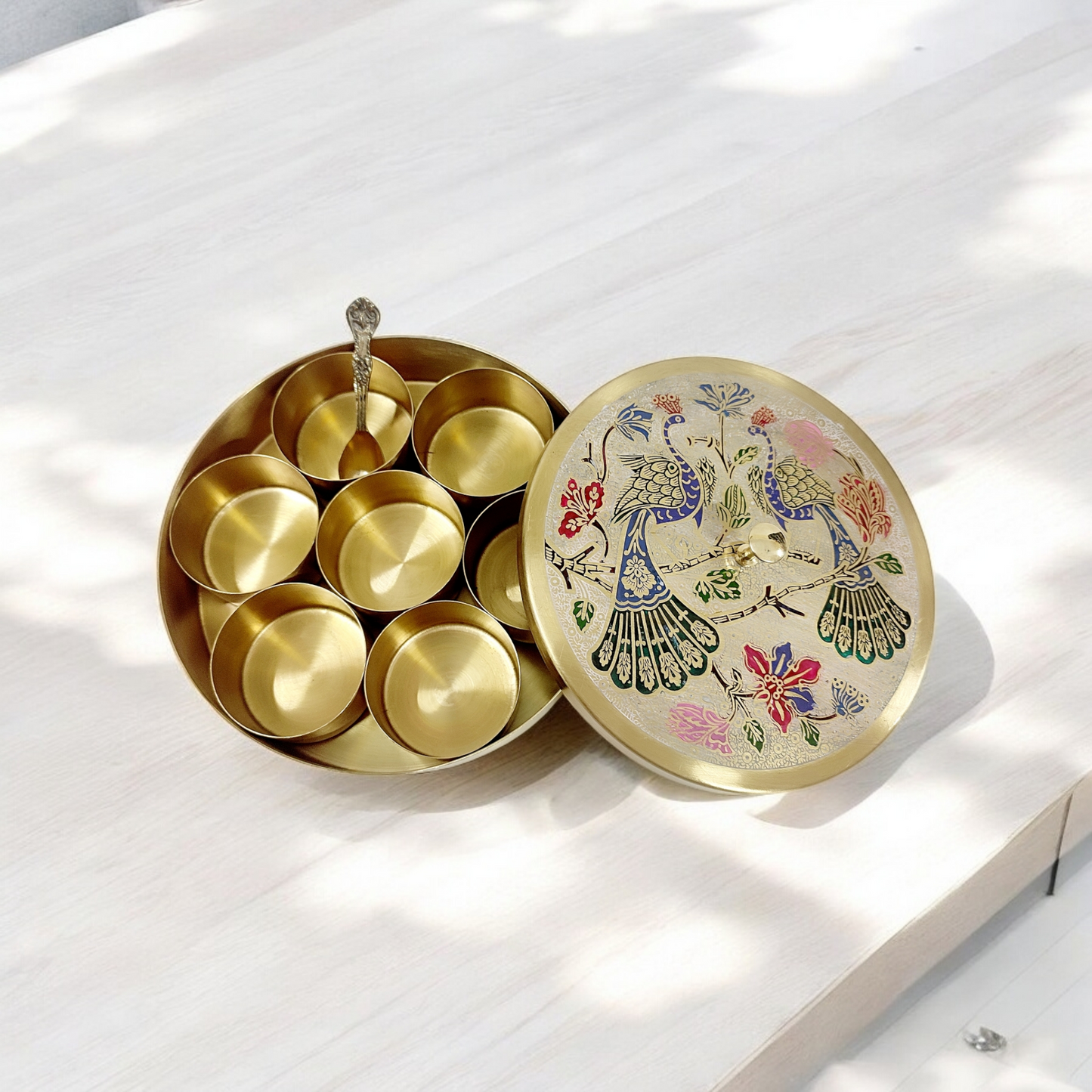 Brass Meena Masala Box