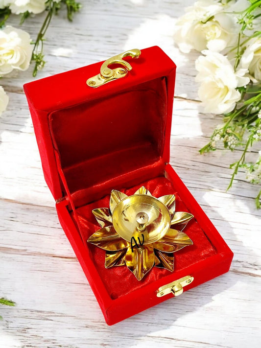 Brass Diyas With Velvet Box Packing (3 Inches)