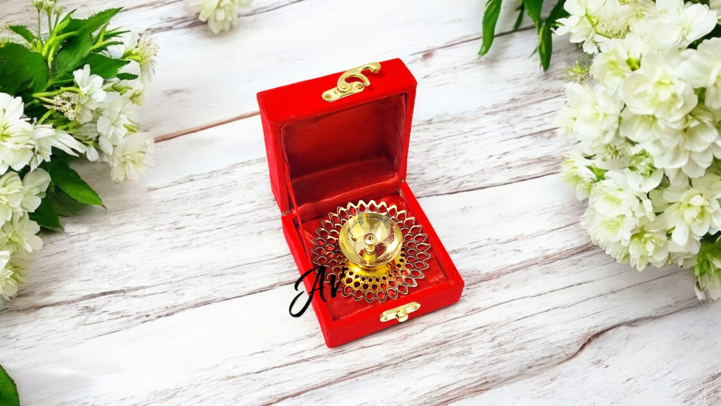 Brass Diyas With Velvet Box Packing (3 Inches)