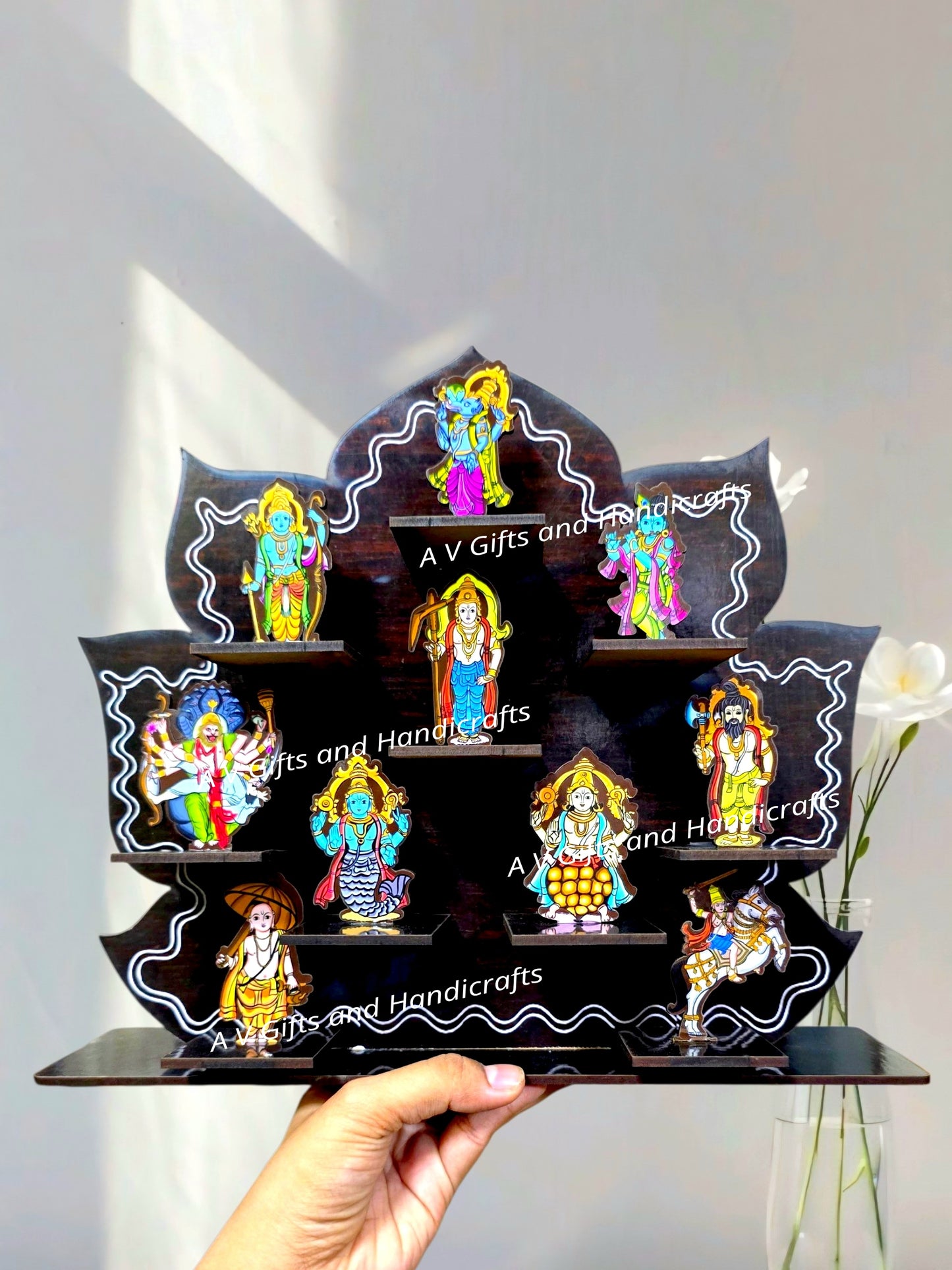 Dashavatar MDF Detachable Display Stand | 10 × 12 Inch | Decorative Pooja Stand